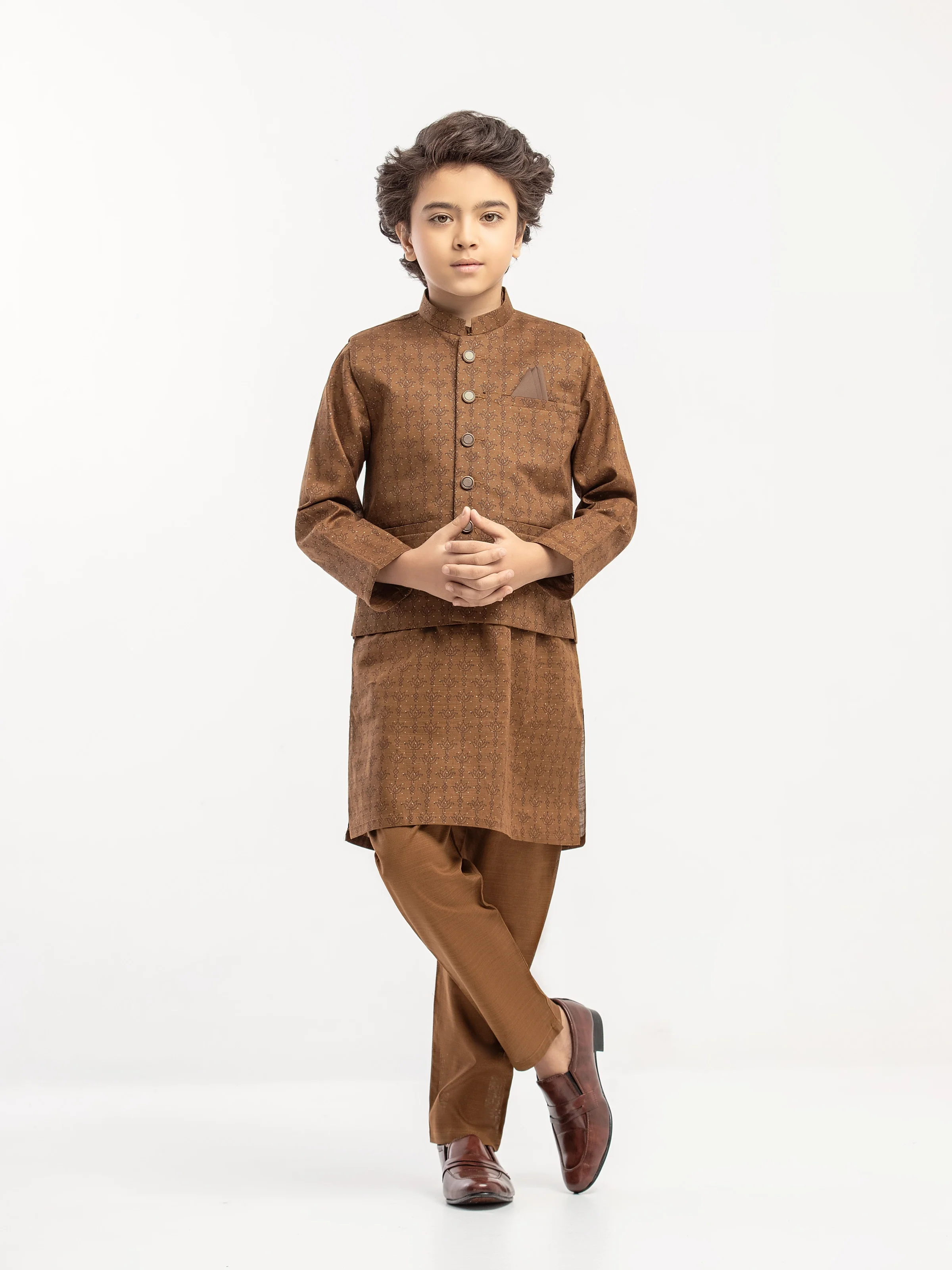 Boy's Brown Waist Coat Suit - ECBTWCS5-065