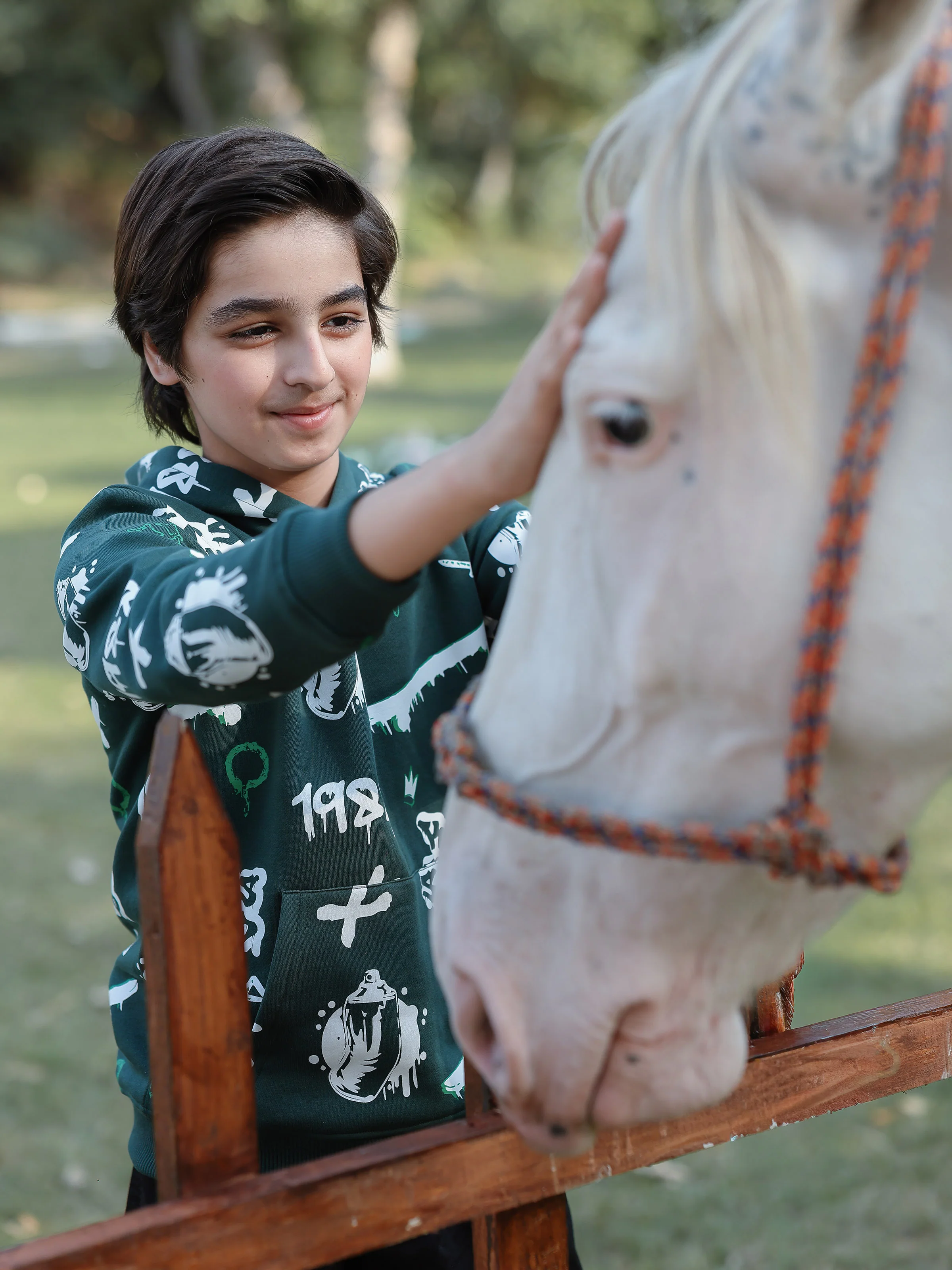 Boy's Dark Green Hoodie - EBTH5-018 - Image 2