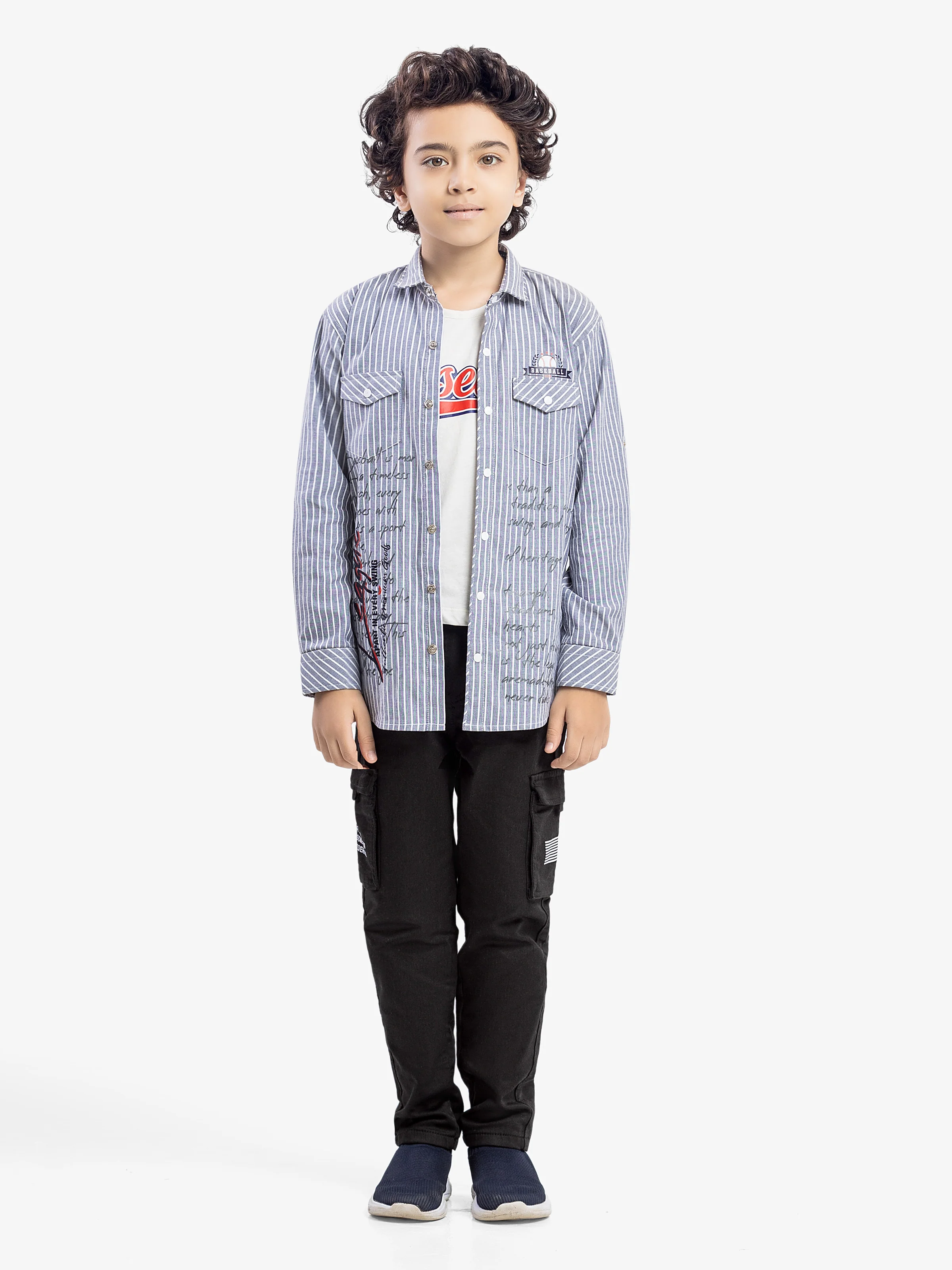 Boy's Light Grey Shirt & Tank Top- EBTS5-27644-2P