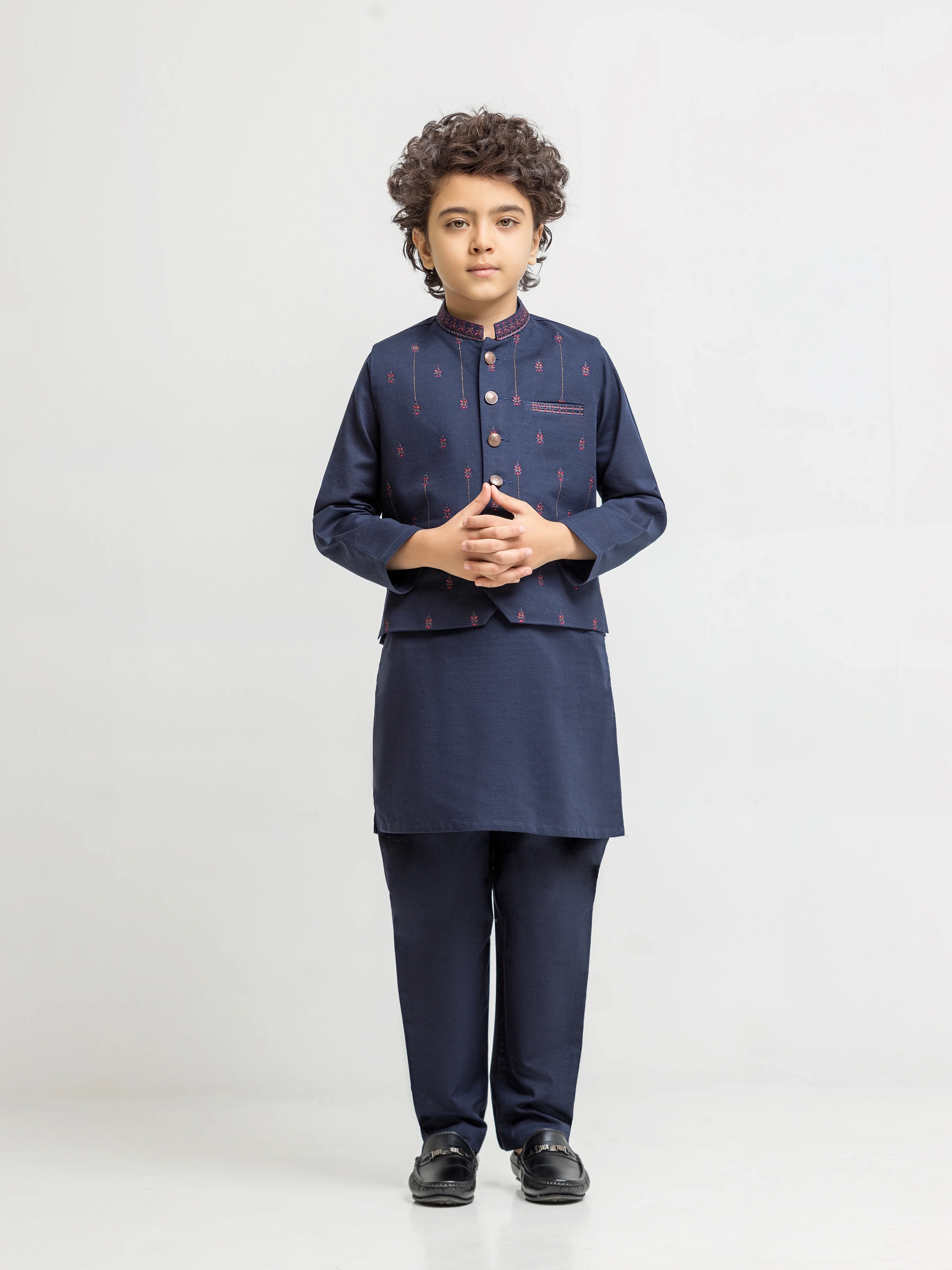 Boy's Navy Blue Waist Coat Suit - ECBTWCS6-100