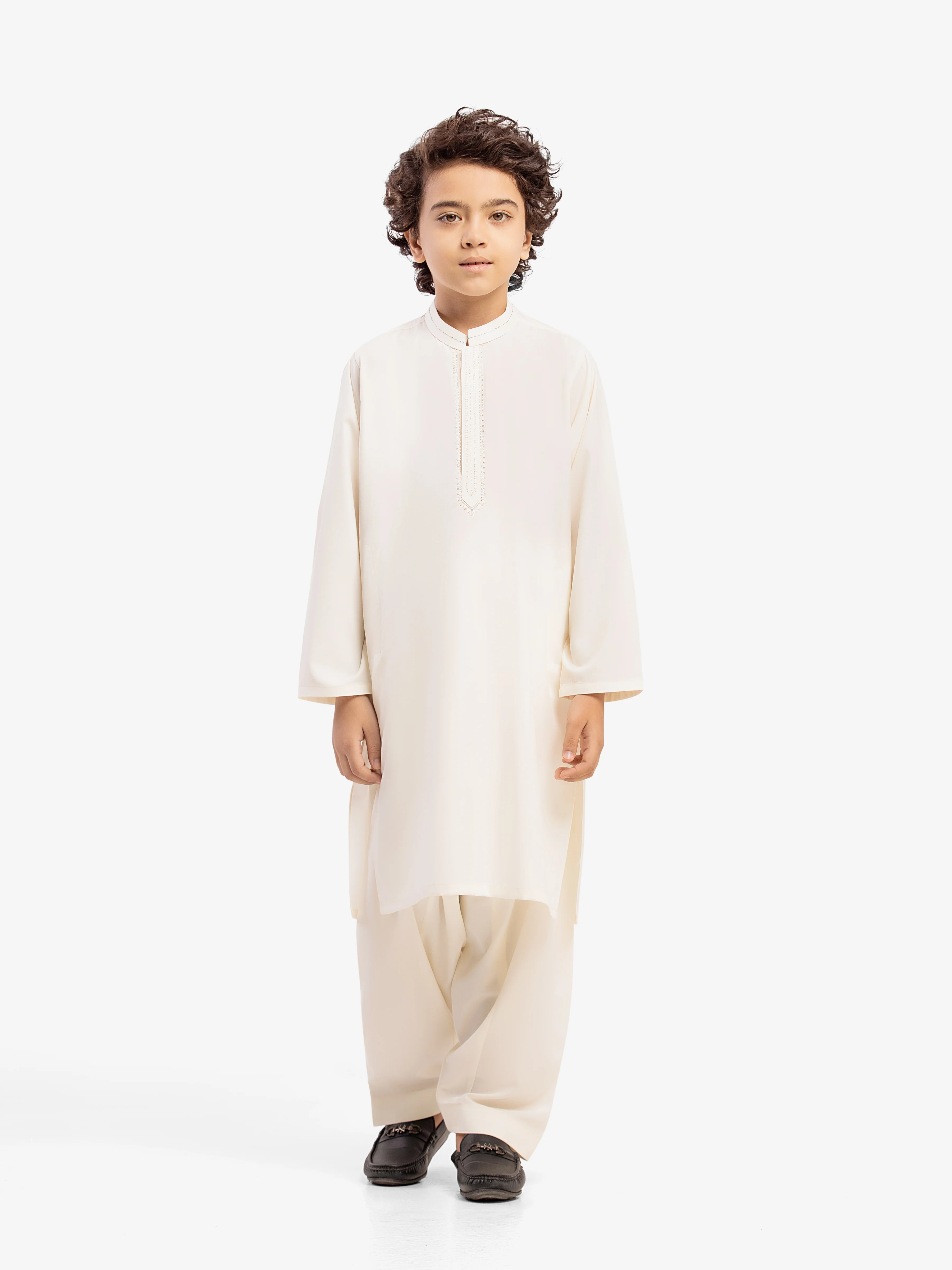 Boy's Off White Kurta Shalwar - EBTKS5-4054