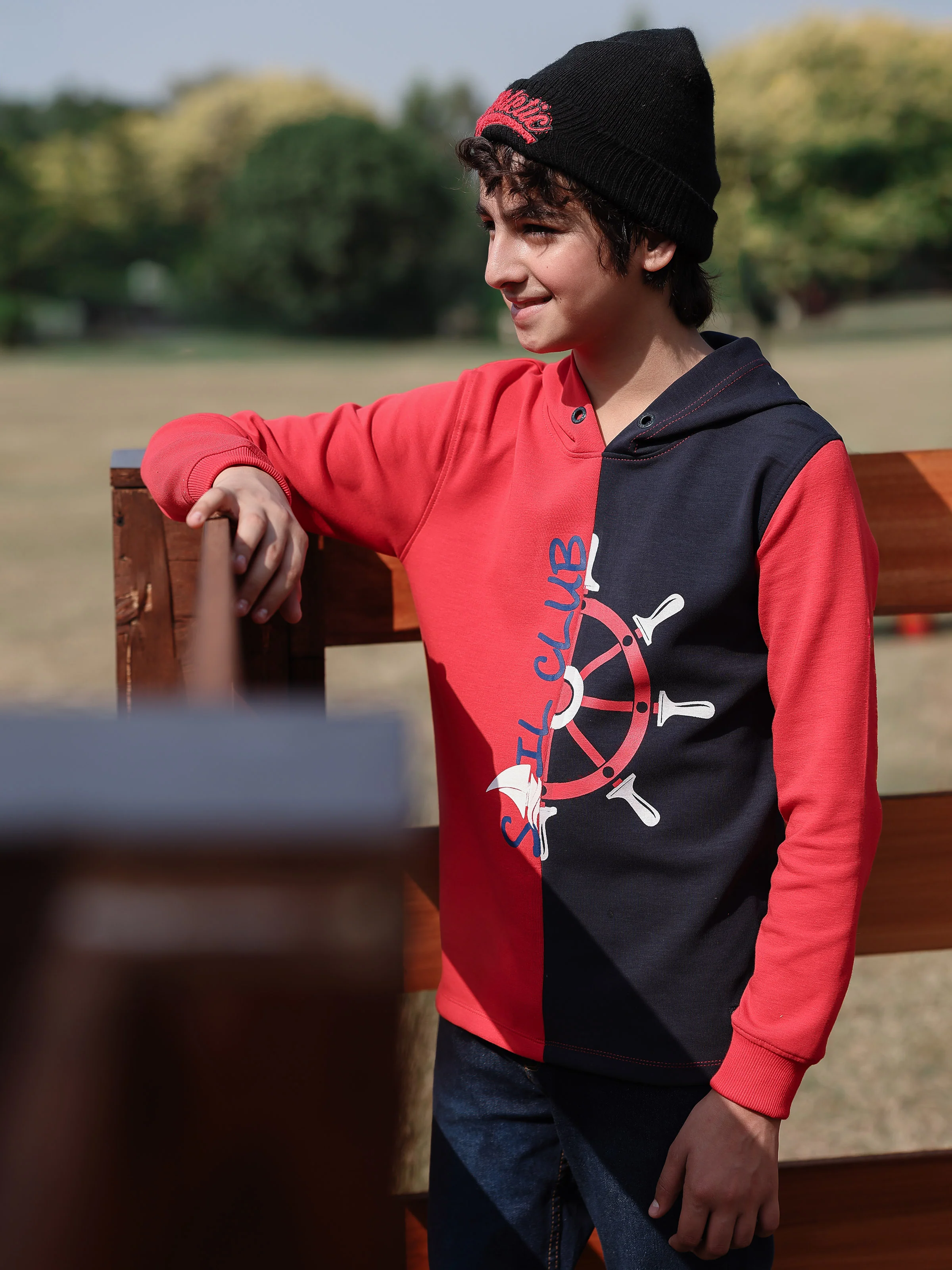 Boy's Red & Navy Hoodie - EBTH5-004 - Image 2
