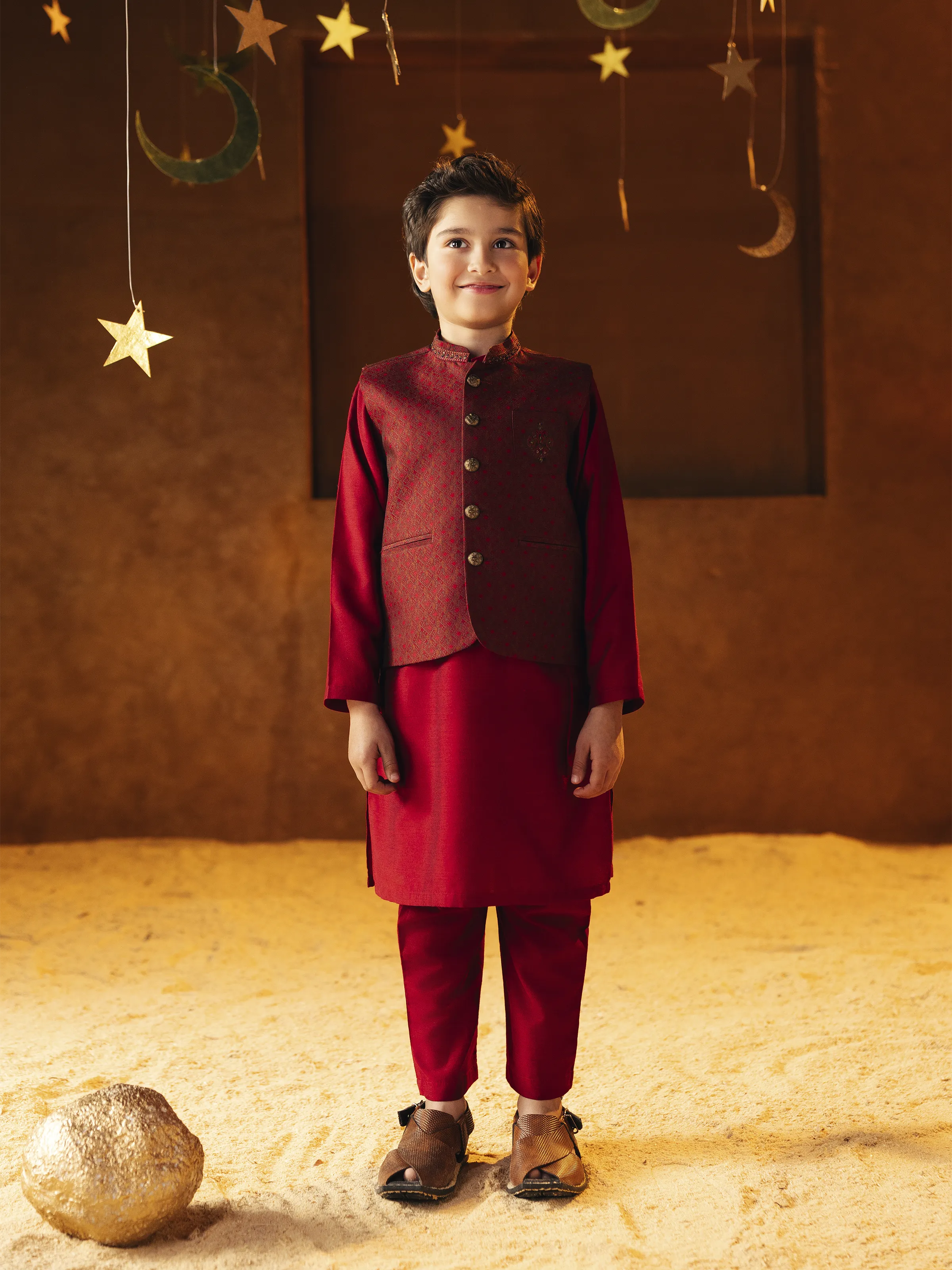 Boy's Red Waist Coat Suit - EBTWCSC5-031