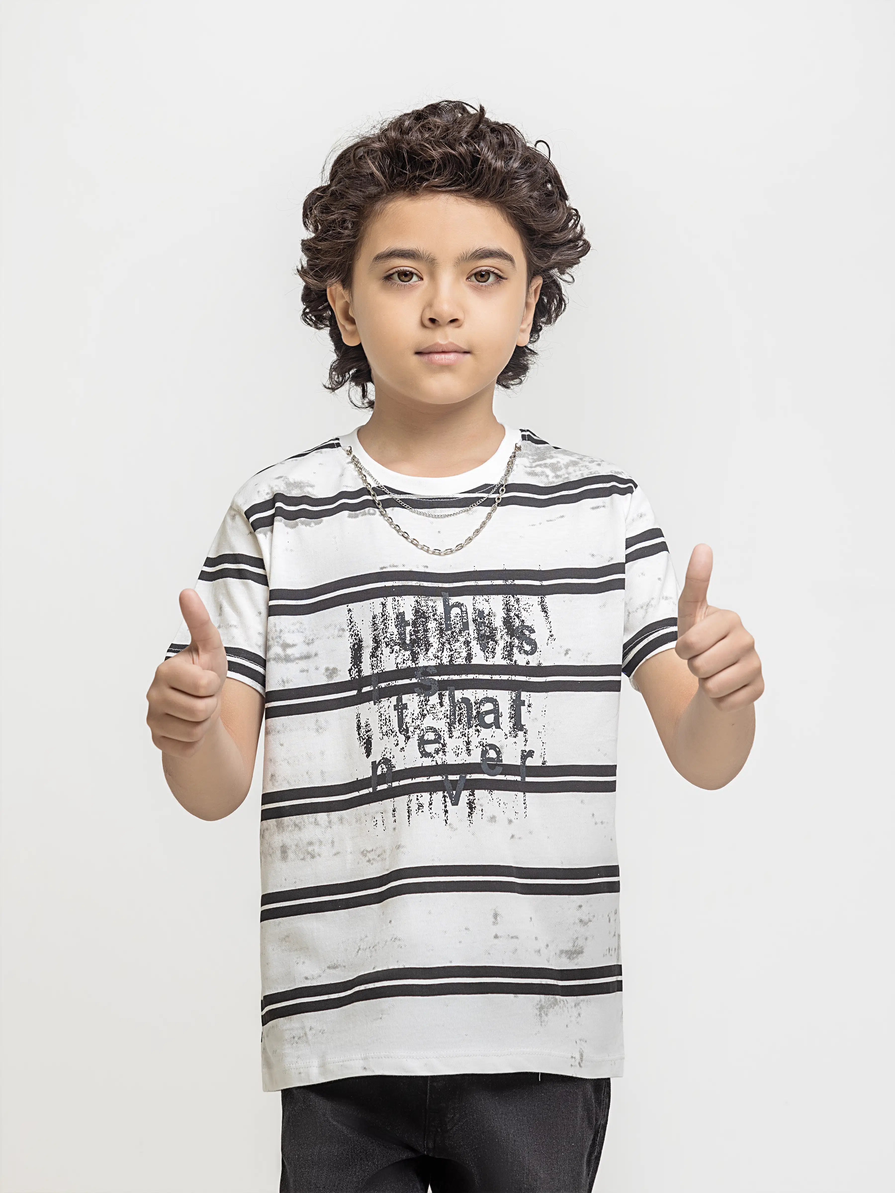 Boy's White & Black T-Shirt - EBTTS6-038