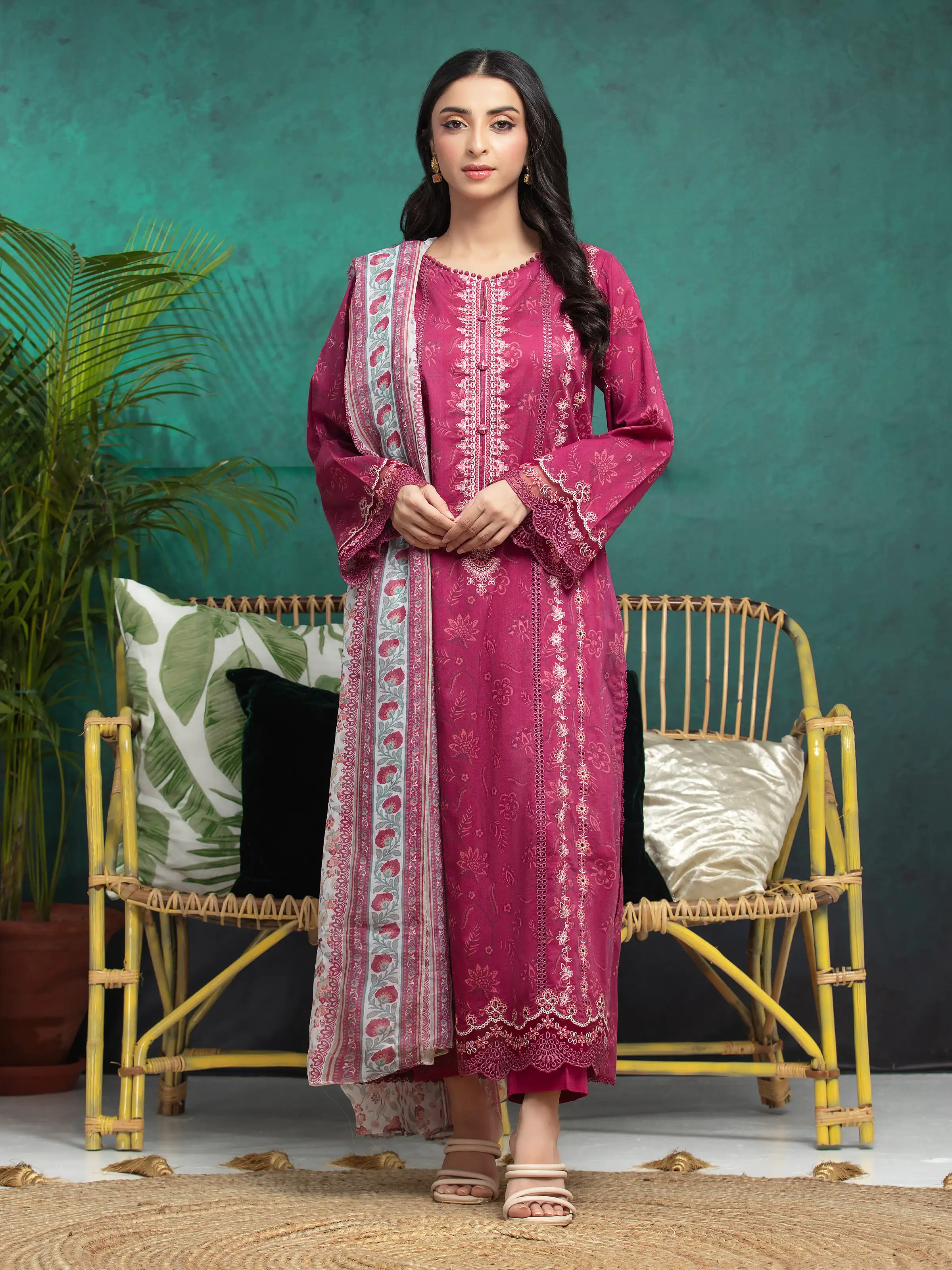 Unstitched Embroidered Khaddar Shirt Trouser - EWU24V11-30187ST