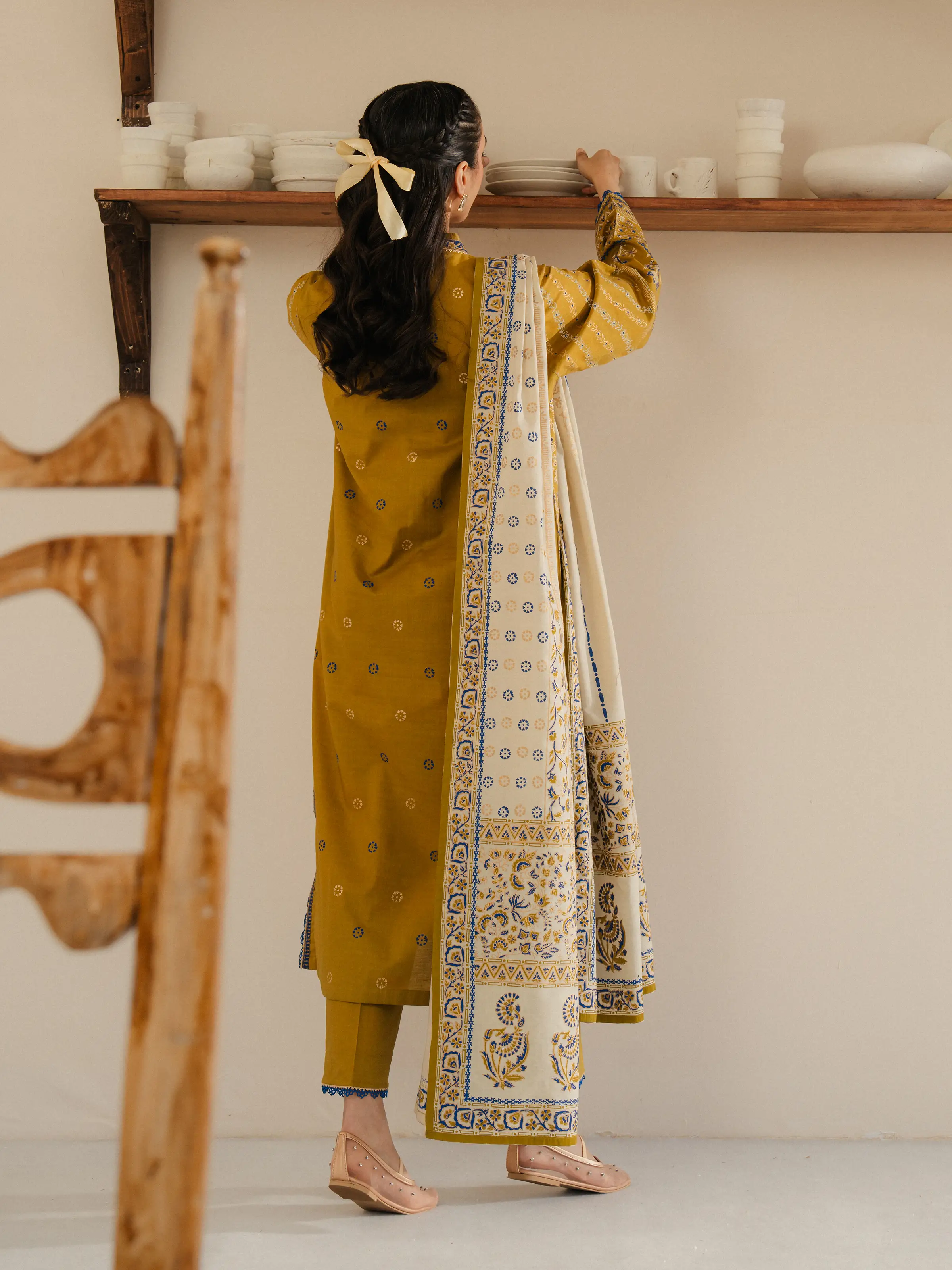 Unstitched Block Print Cambric Shirt Trouser - EWU5M1-016ST - Image 6