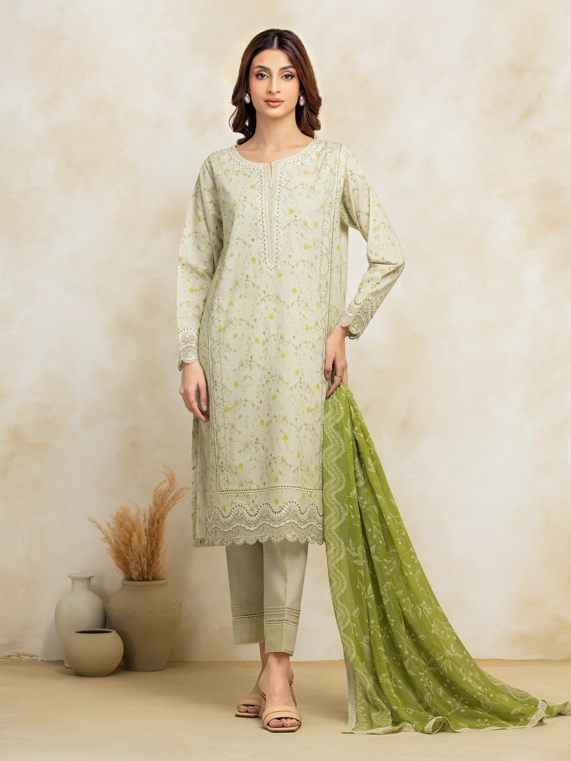 Unstitched Embroidered Lawn Shirt Trouser - EWU5V1-31188ST