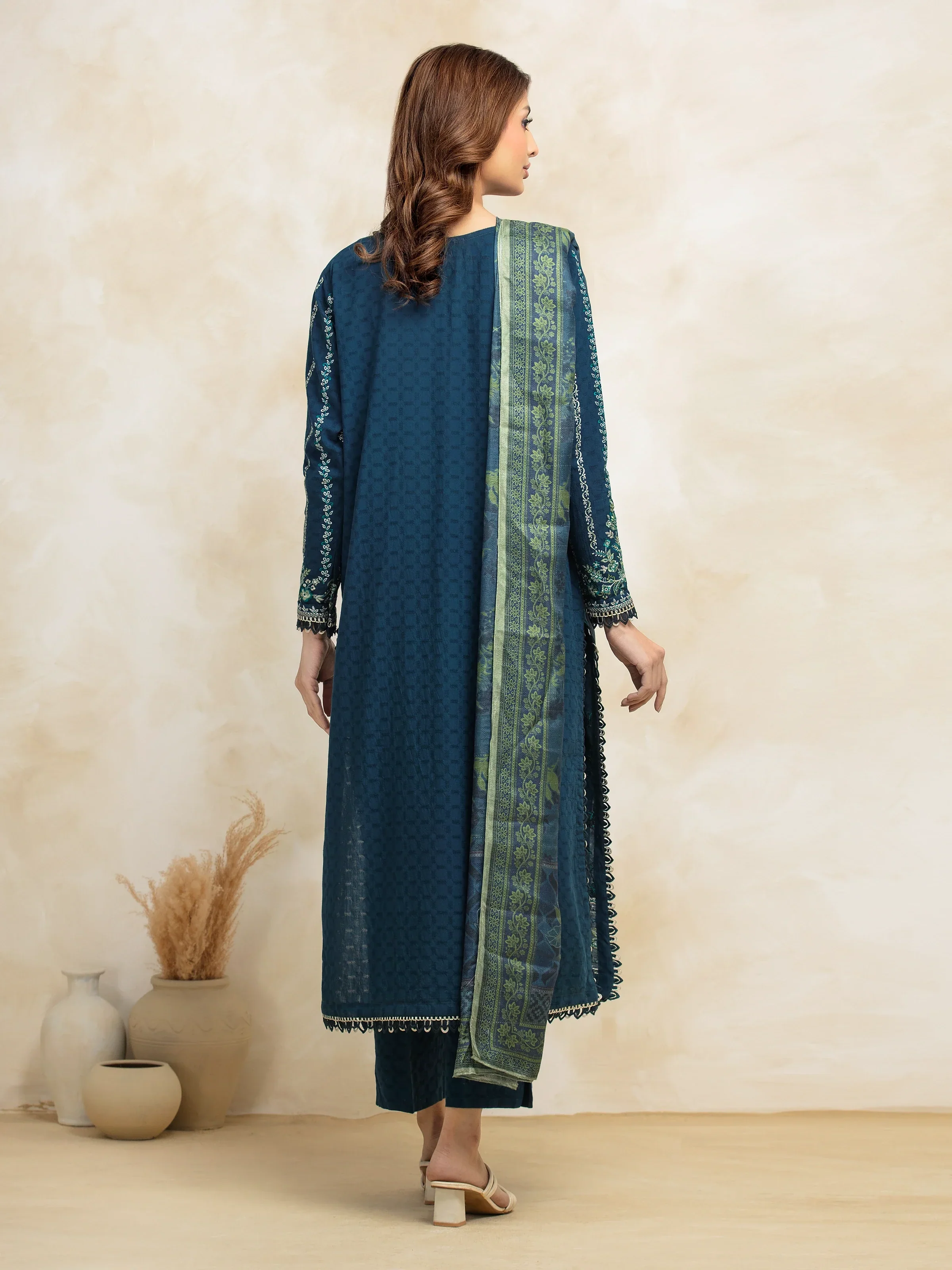 Unstitched Embroidered Lawn Shirt Trouser - EWU5V1-31226ST - Image 5