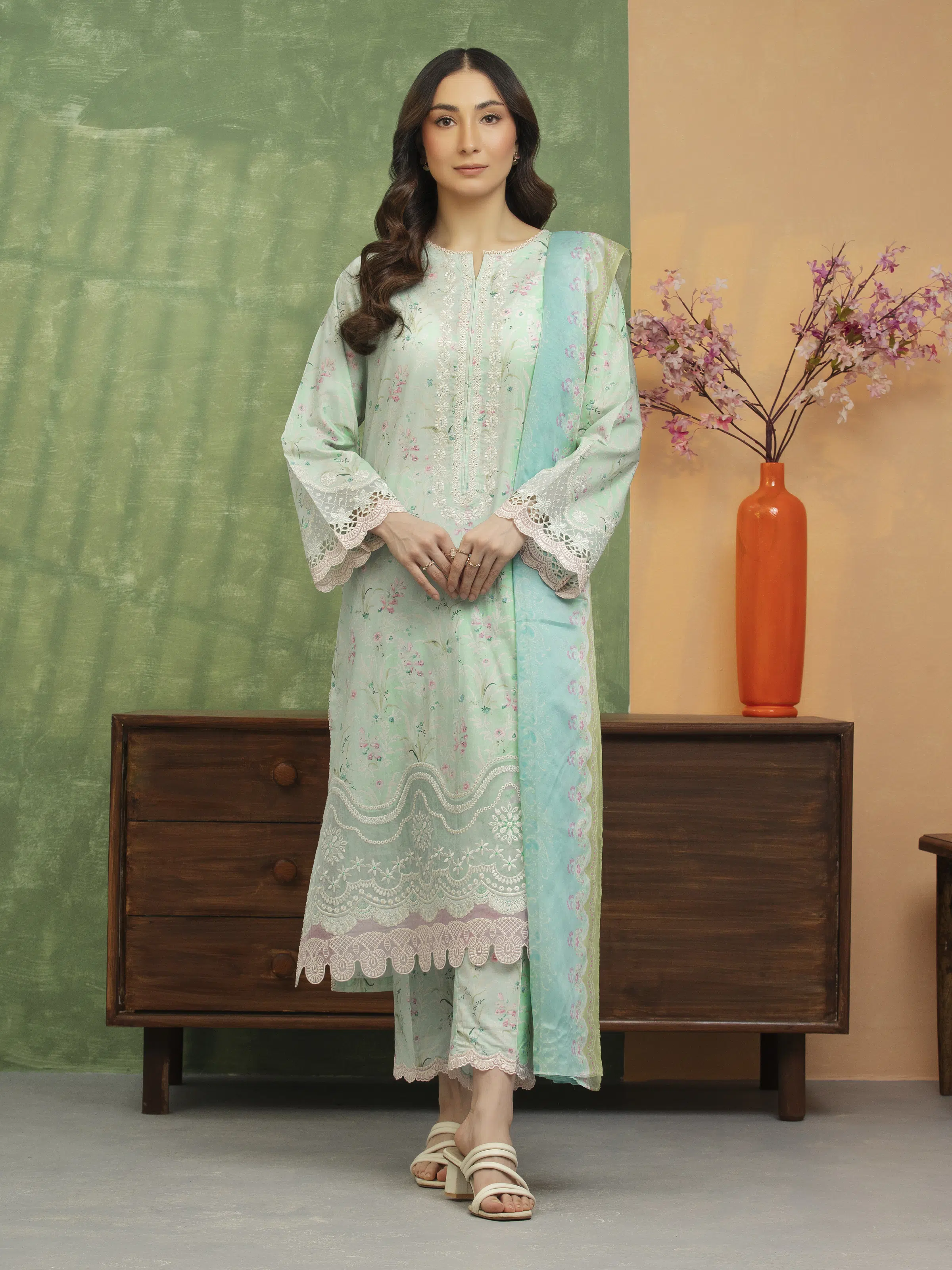 Unstitched Embroidered Lawn Shirt Trouser - EWU5V1-31442ST
