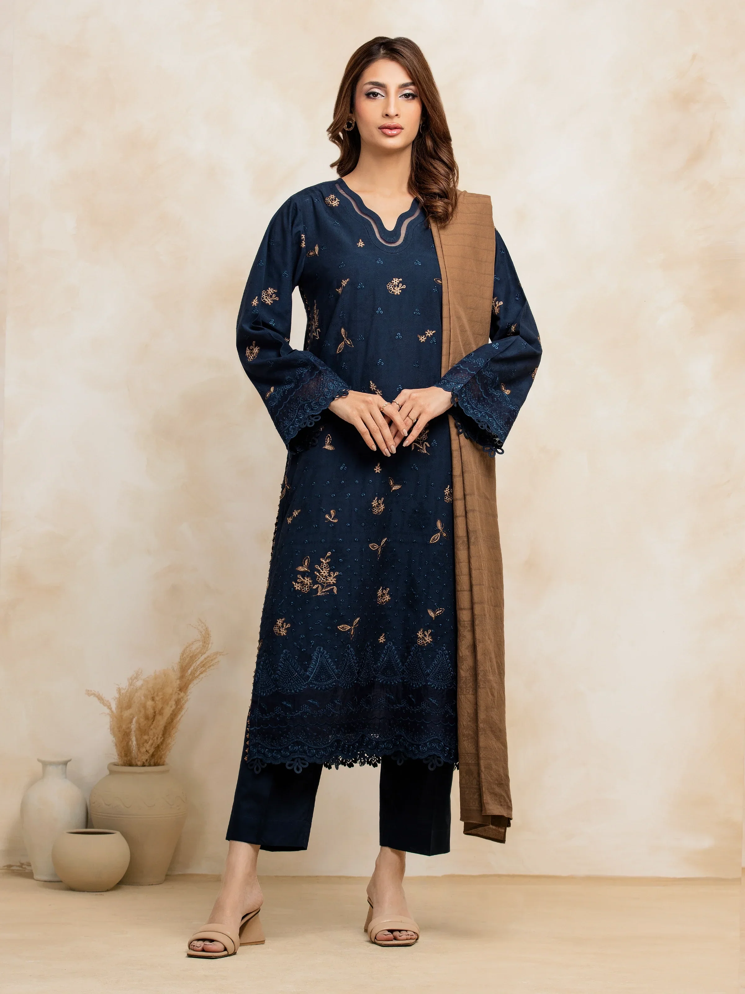Unstitched Embroidered Jacquard Shirt - EWU5V3-31151S - Image 2