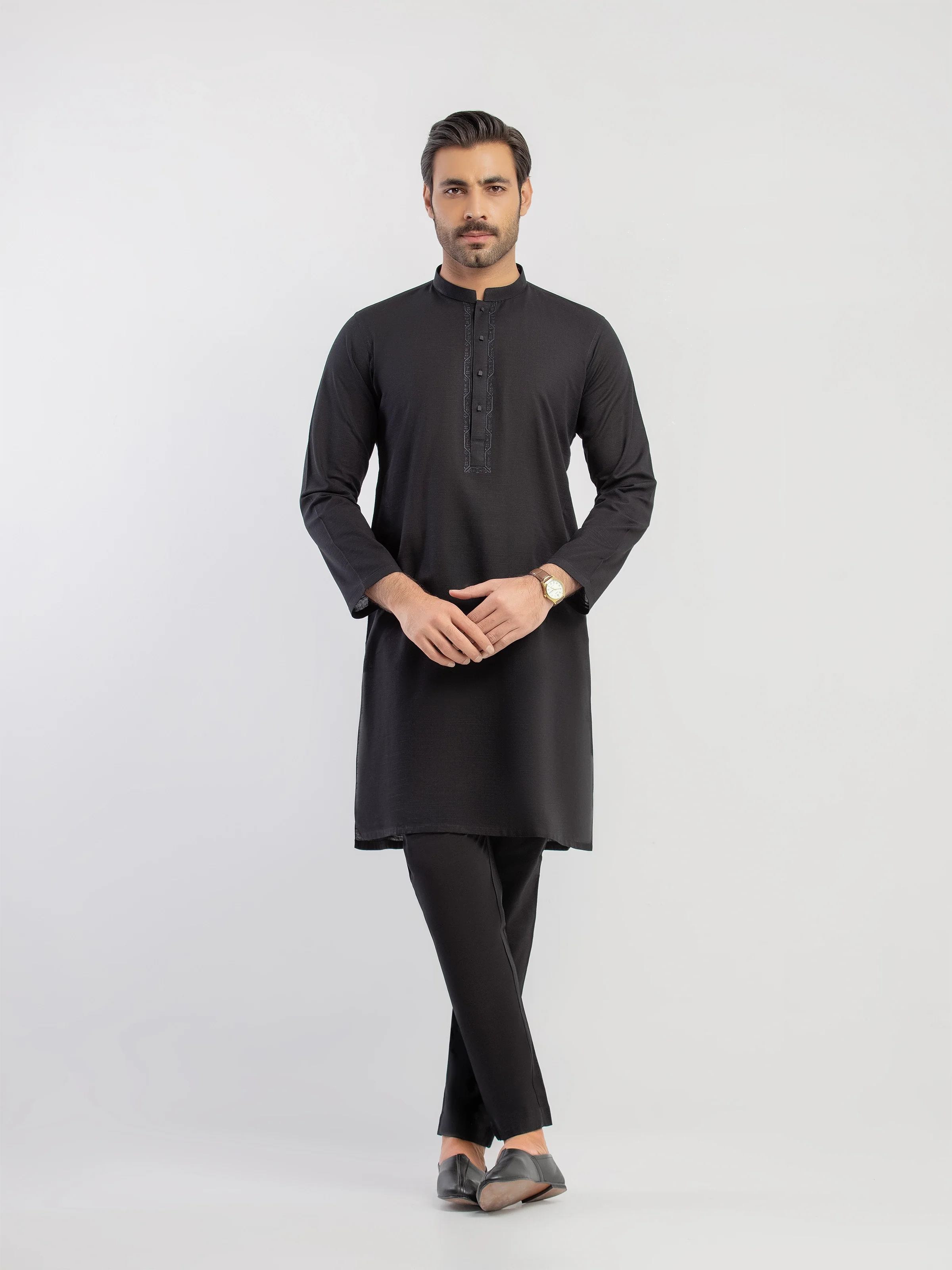 Men's Black Kurta Pajama - EMTKPT5-090