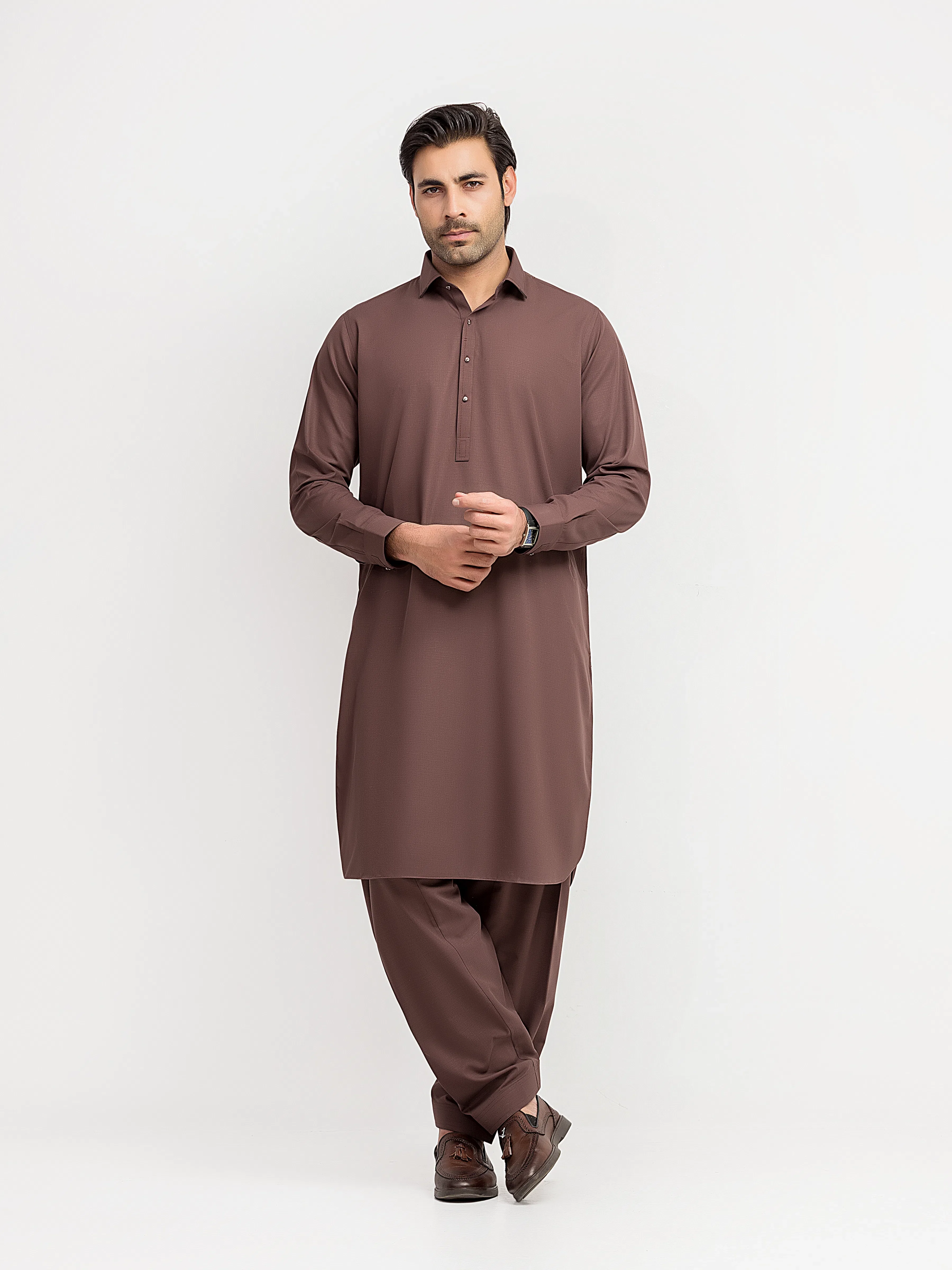 Men's Brown Kurta Shalwar - EMTKS6-41245
