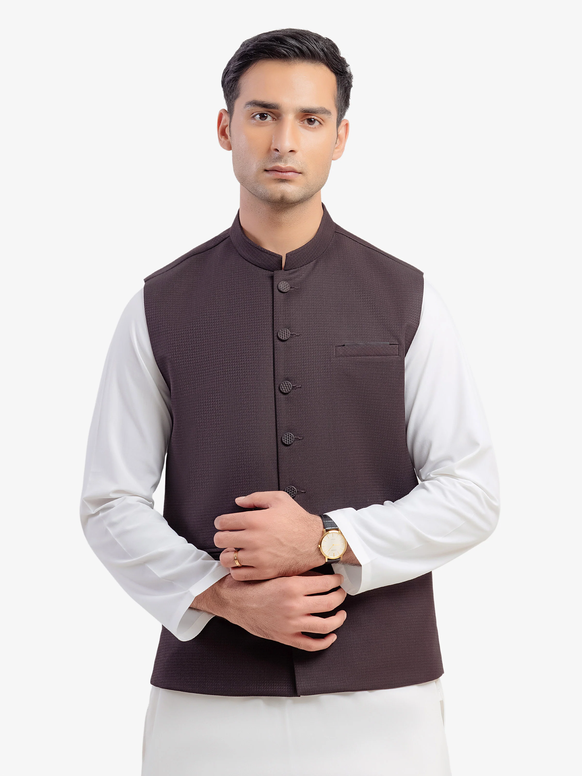Men's Dark Brown Waist Coat - EMTWCP5-35993