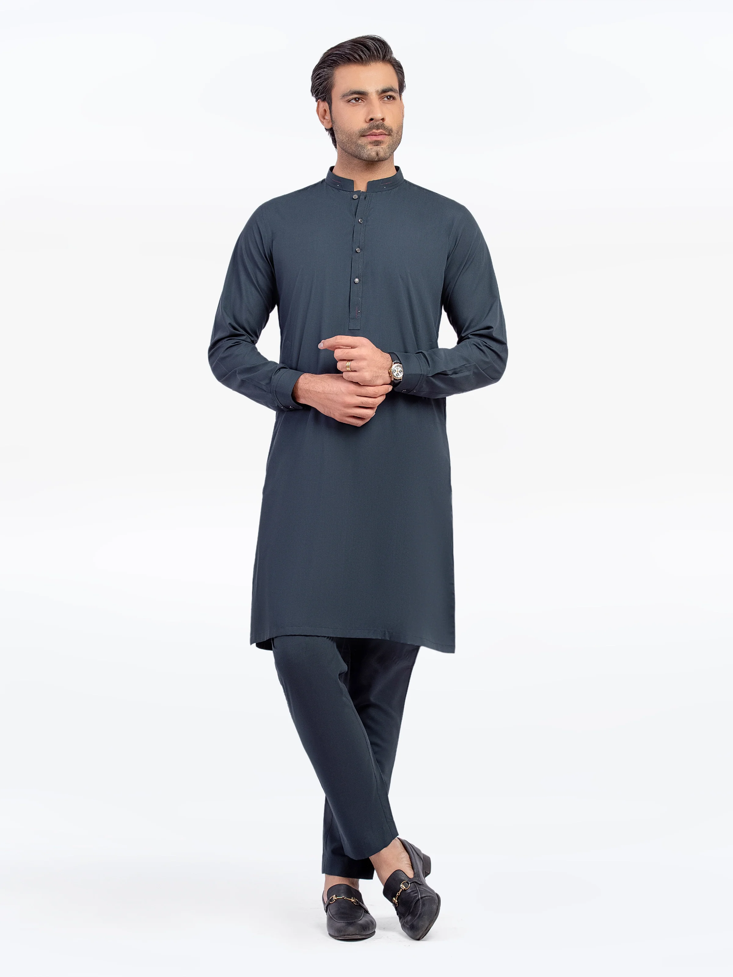 Men's Dark Teal Kurta Pajama - EMTKPT5-066