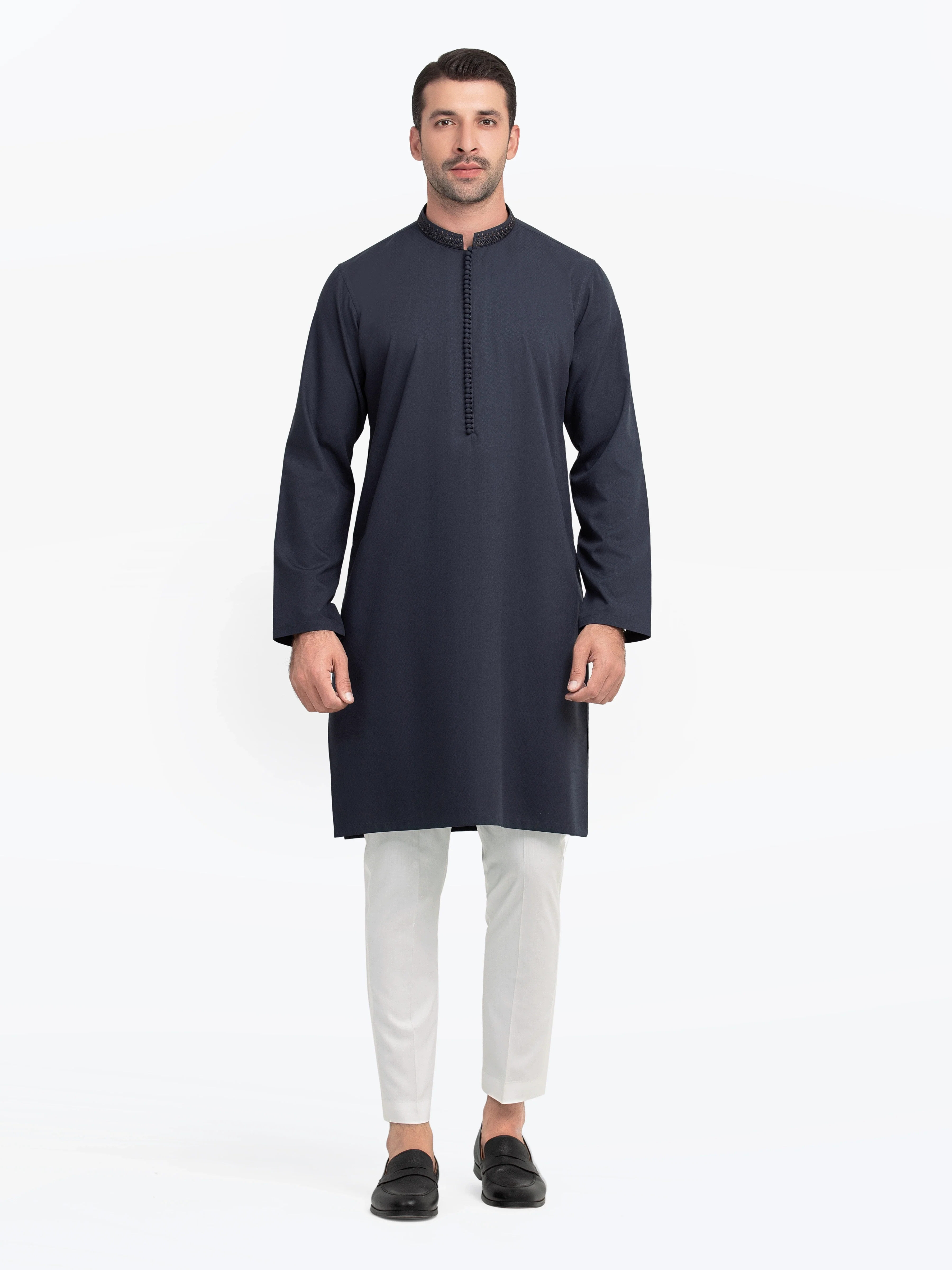 Men's Navy Blue Kurta - EMTK5-99545