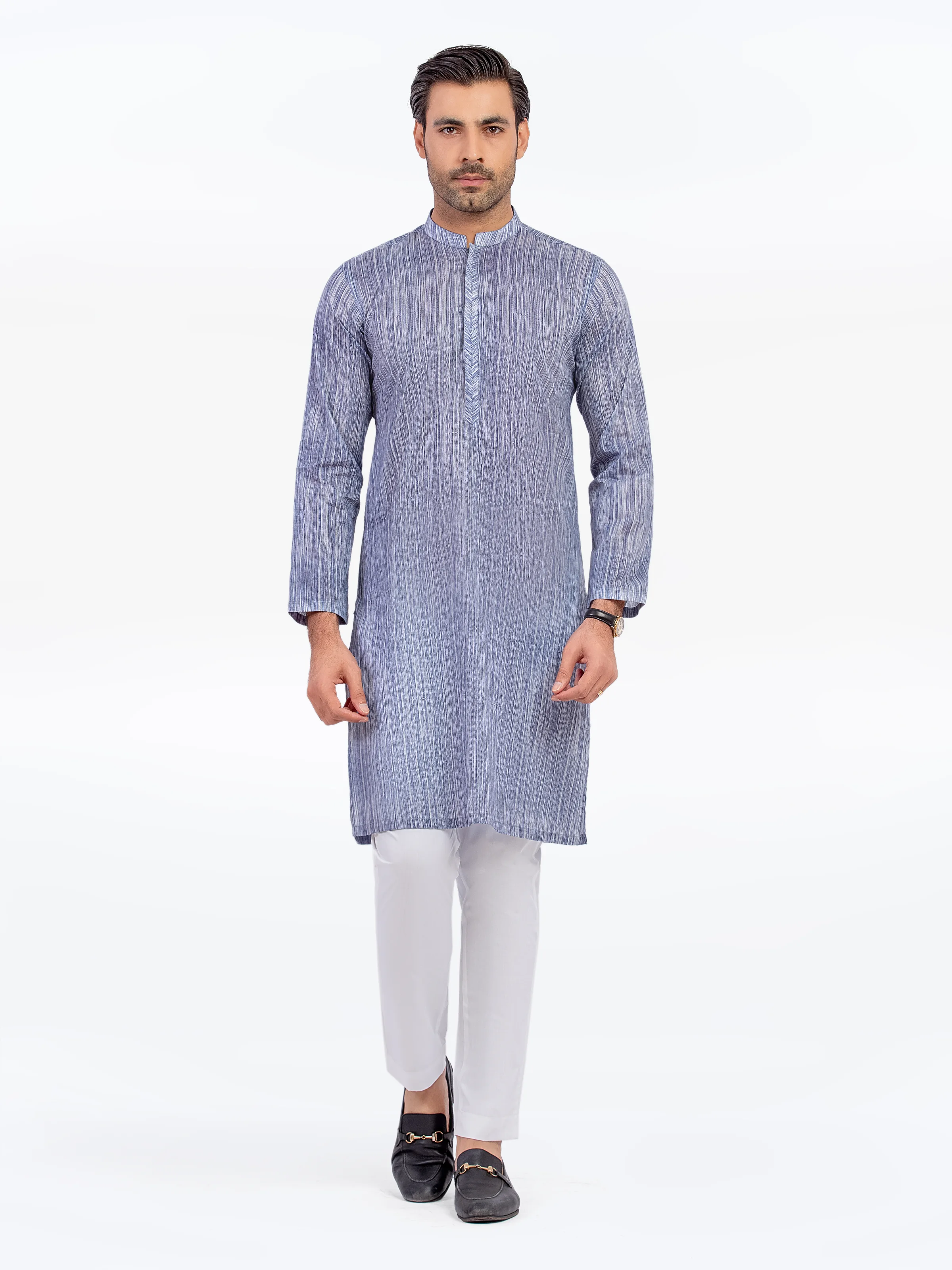 Men's Navy & White Kurta - EMTK5-99572