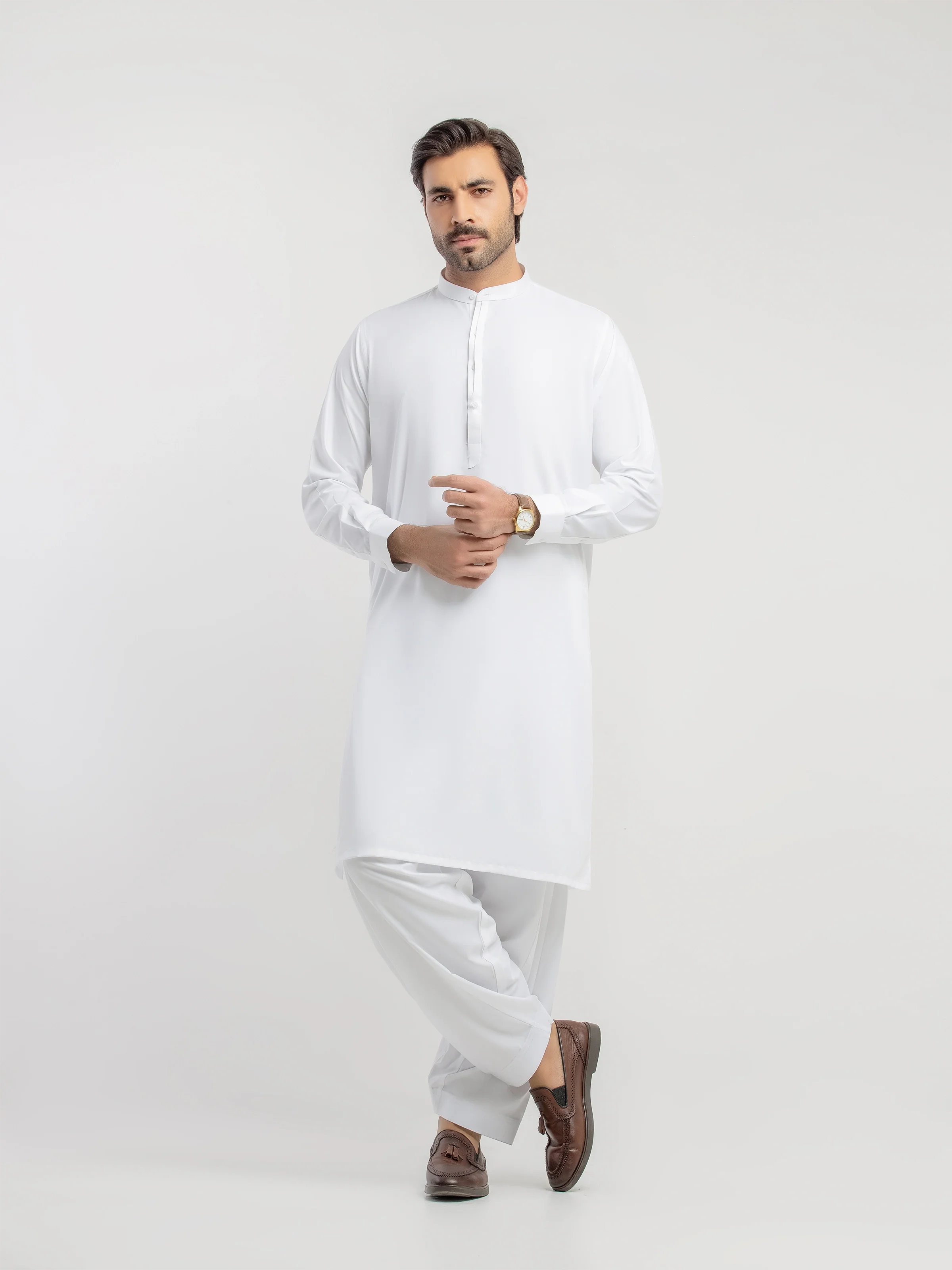 Men's Off White Shalwar Kameez - EMTKS5-41203