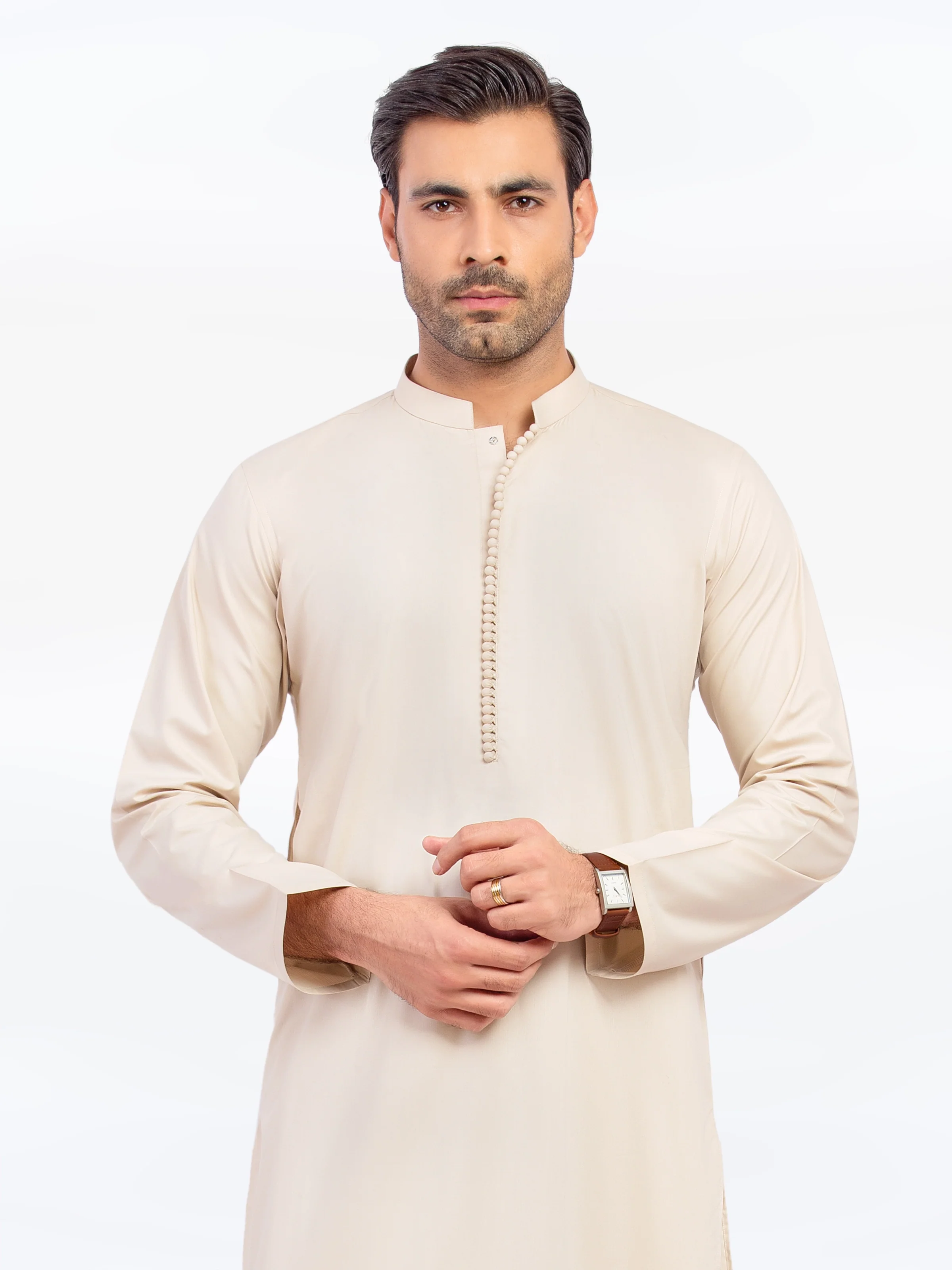 Men's Off White Shalwar Kameez - EMTKST5-99573 - Image 2