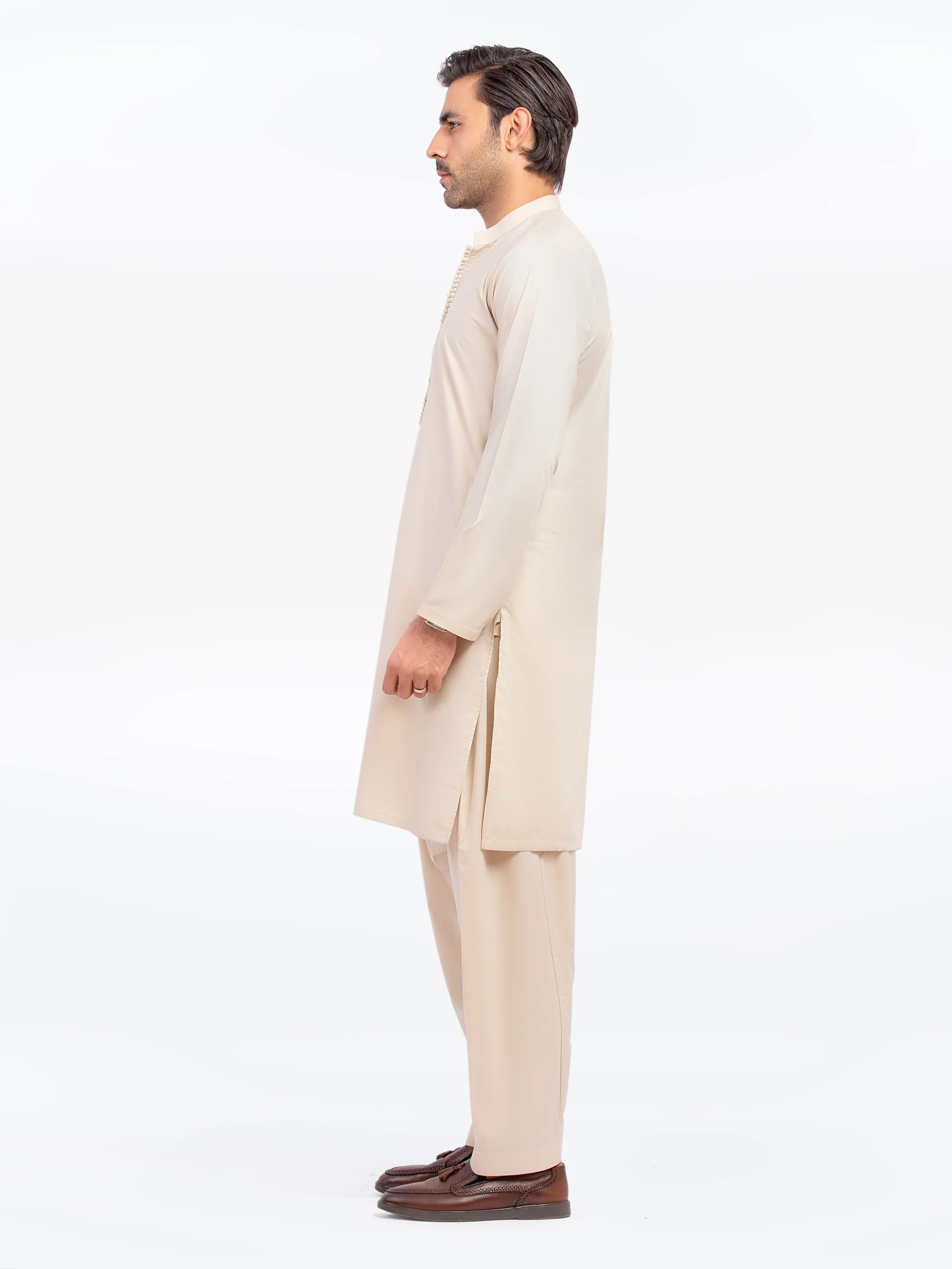 Men's Off White Shalwar Kameez - EMTKST5-99573 - Image 4
