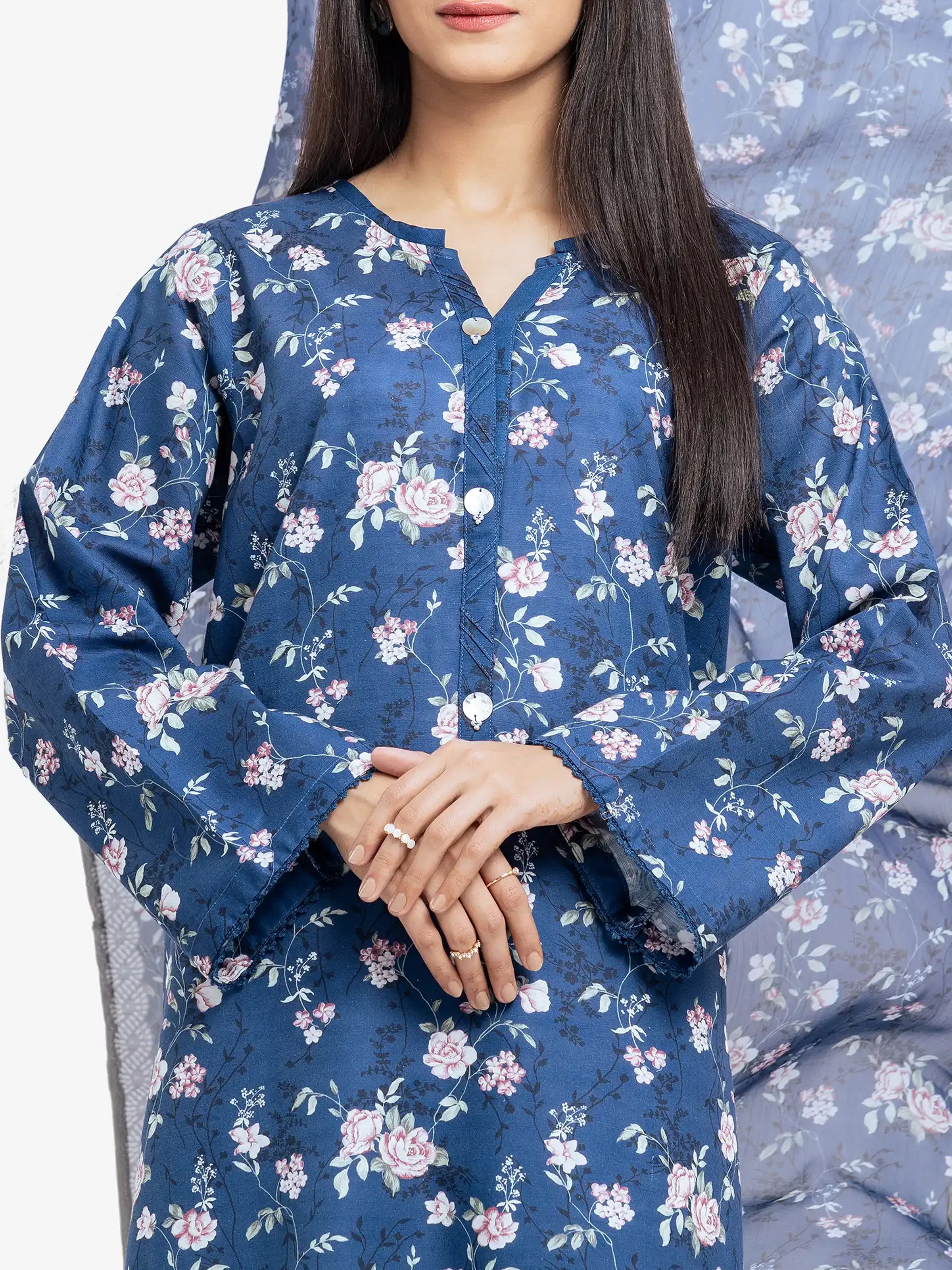 Pret Printed Khaddar Shirt Dupatta - EWTKP24-81496SD - Image 3