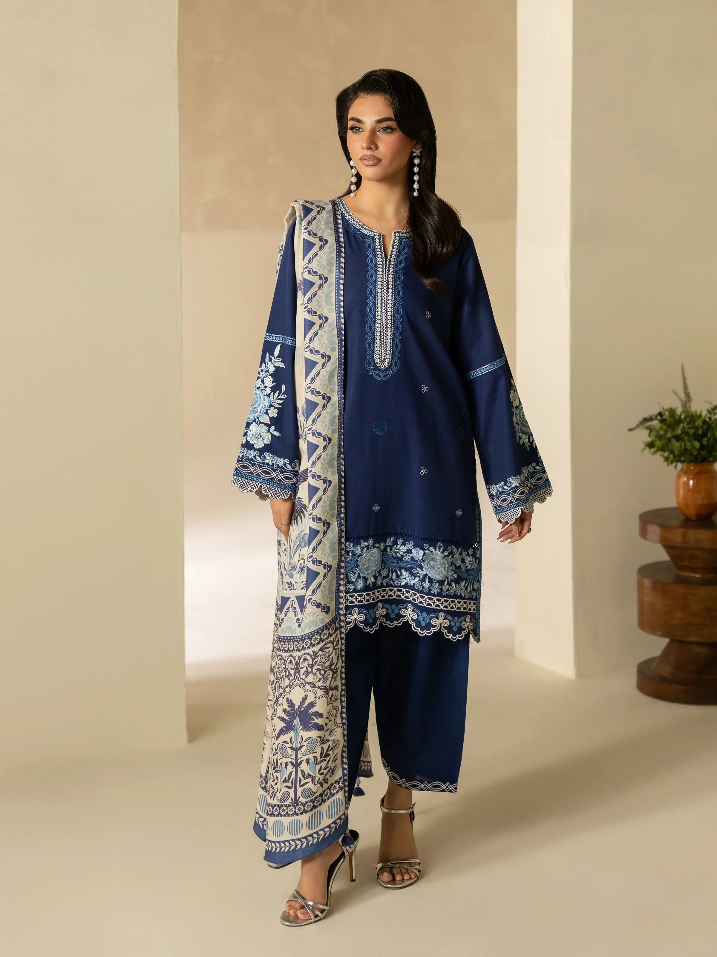 Pret Embroidered Khaddar Suit - EWTKED5-84020-3P