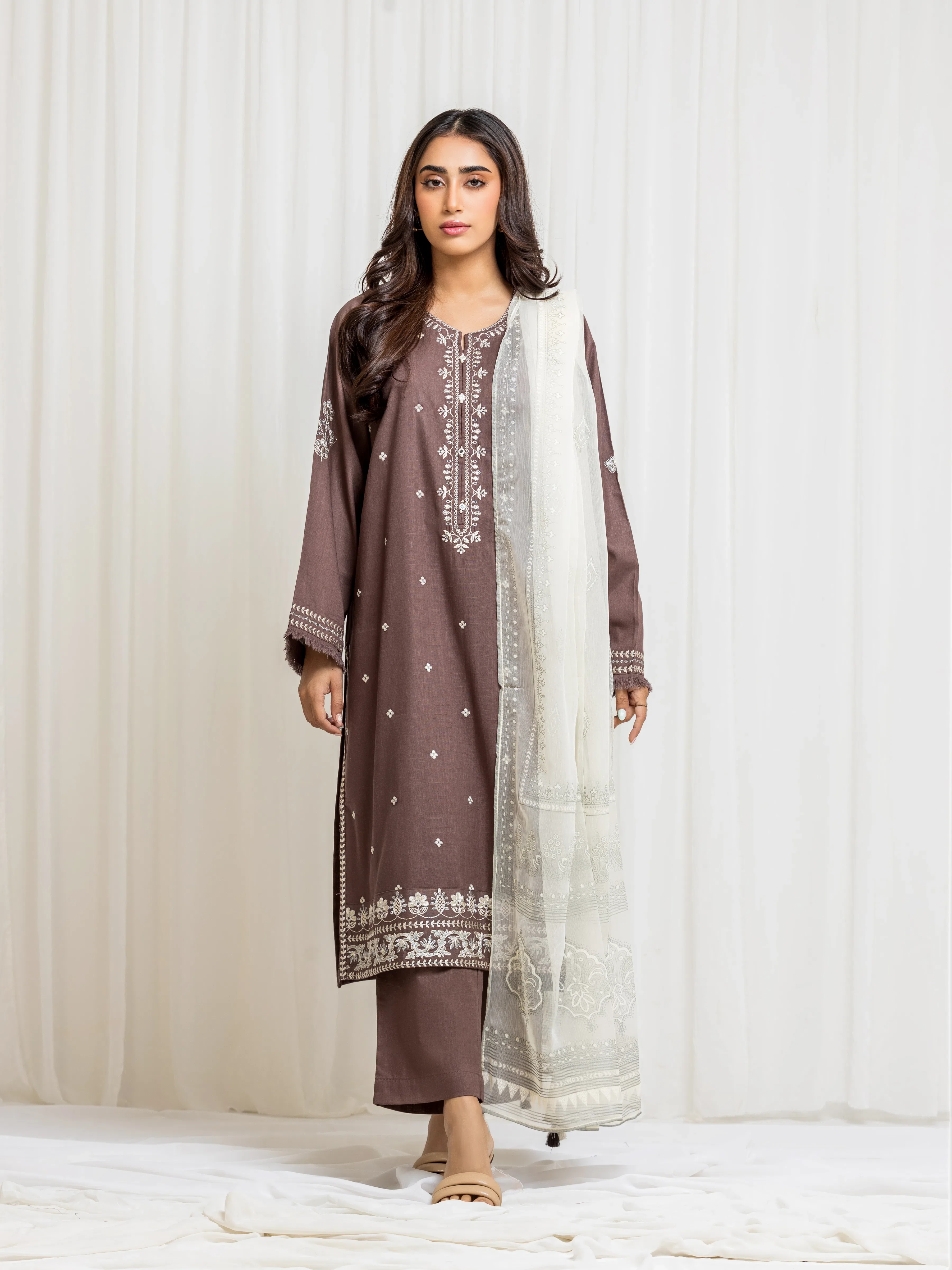 Pret Embroidered Khaddar Suit - EWTKED5-84021-3P