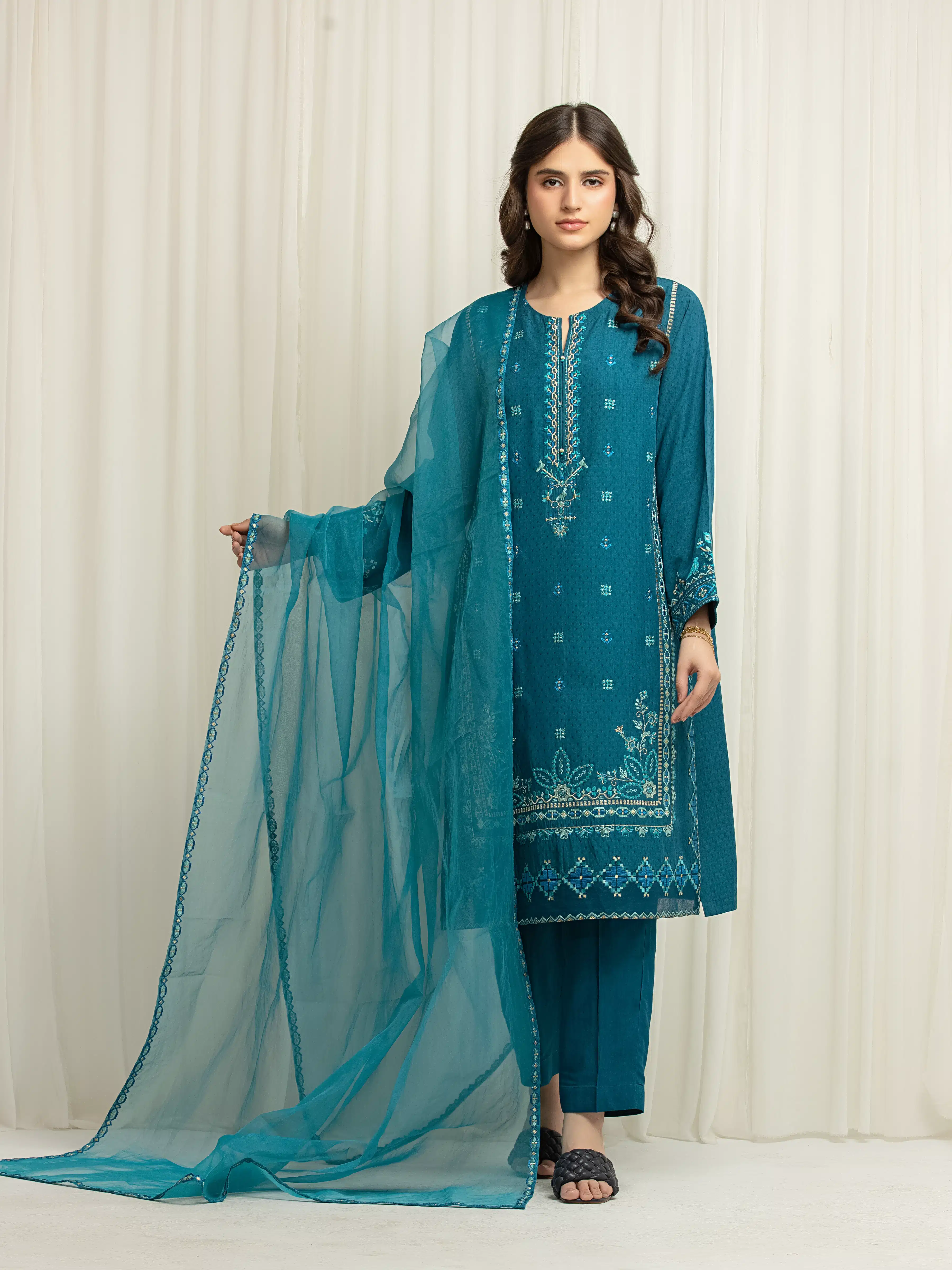 Pret Embroidered Dobby Filament Viscose Suit - EWTKED6-84117-3P - Image 2