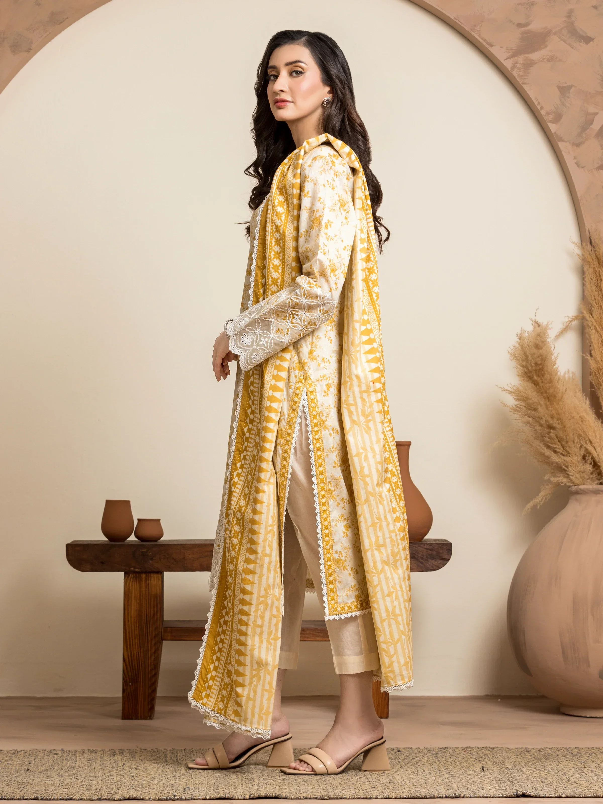Unstitched Embroidered Lawn Shirt Trouser - EWU24V1-28609ST - Image 3