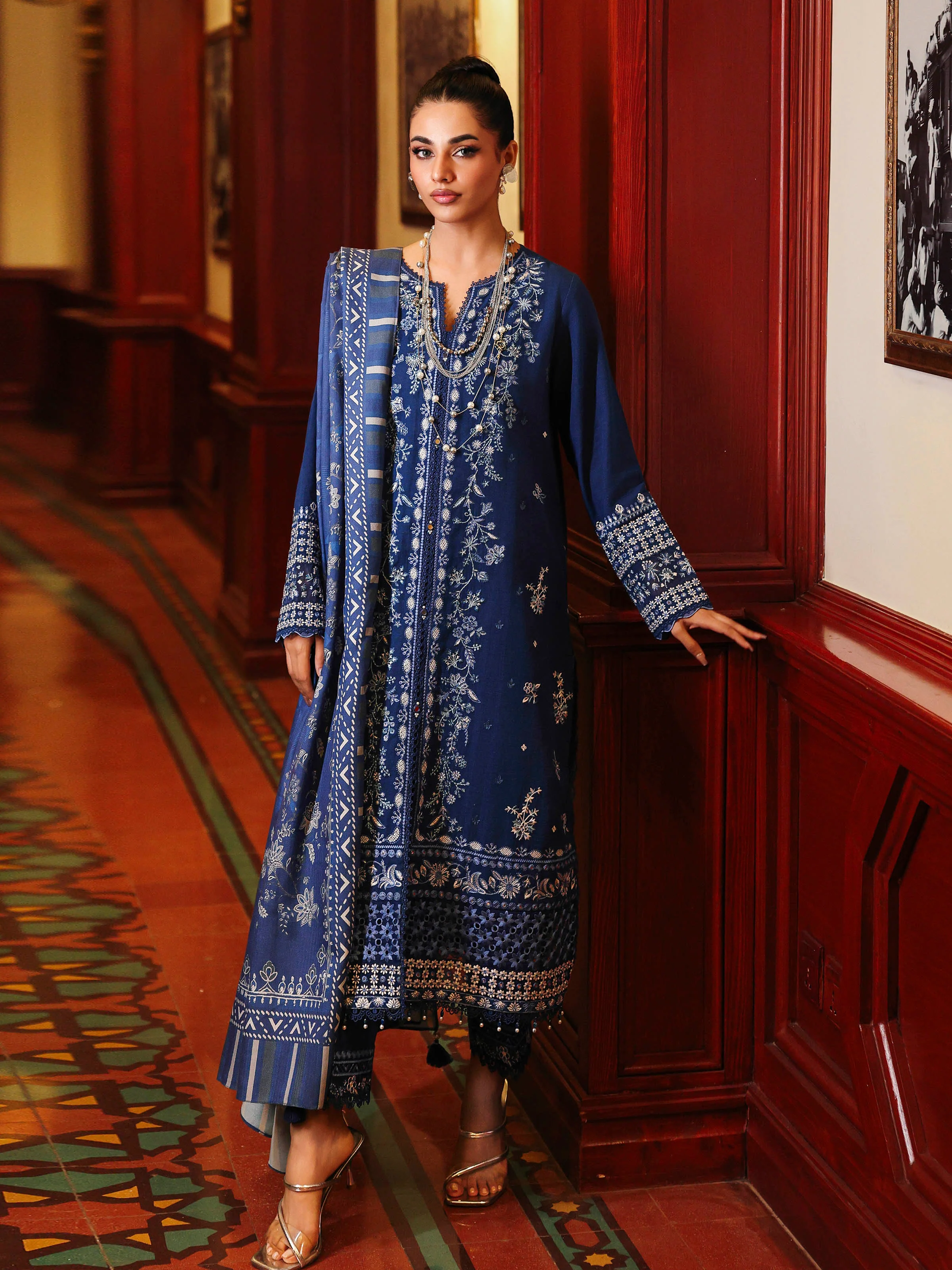 Unstitched Embroidered Khaddar Suit - EWU5V11-32012-3P
