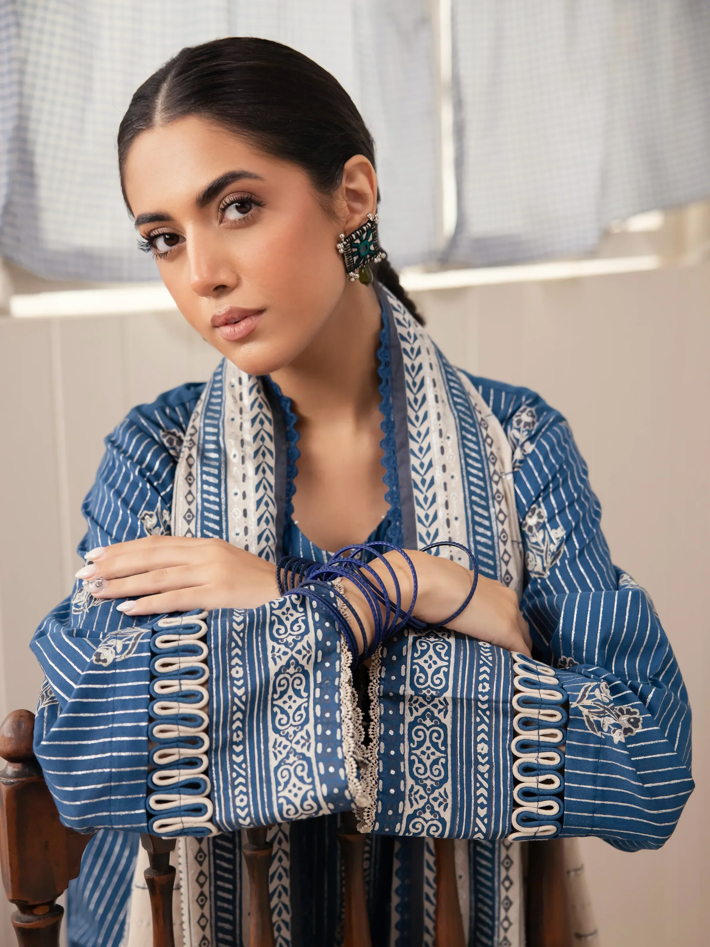 Unstitched Block Print Cambric Shirt Trouser - EWU24M1-053ST - Image 5