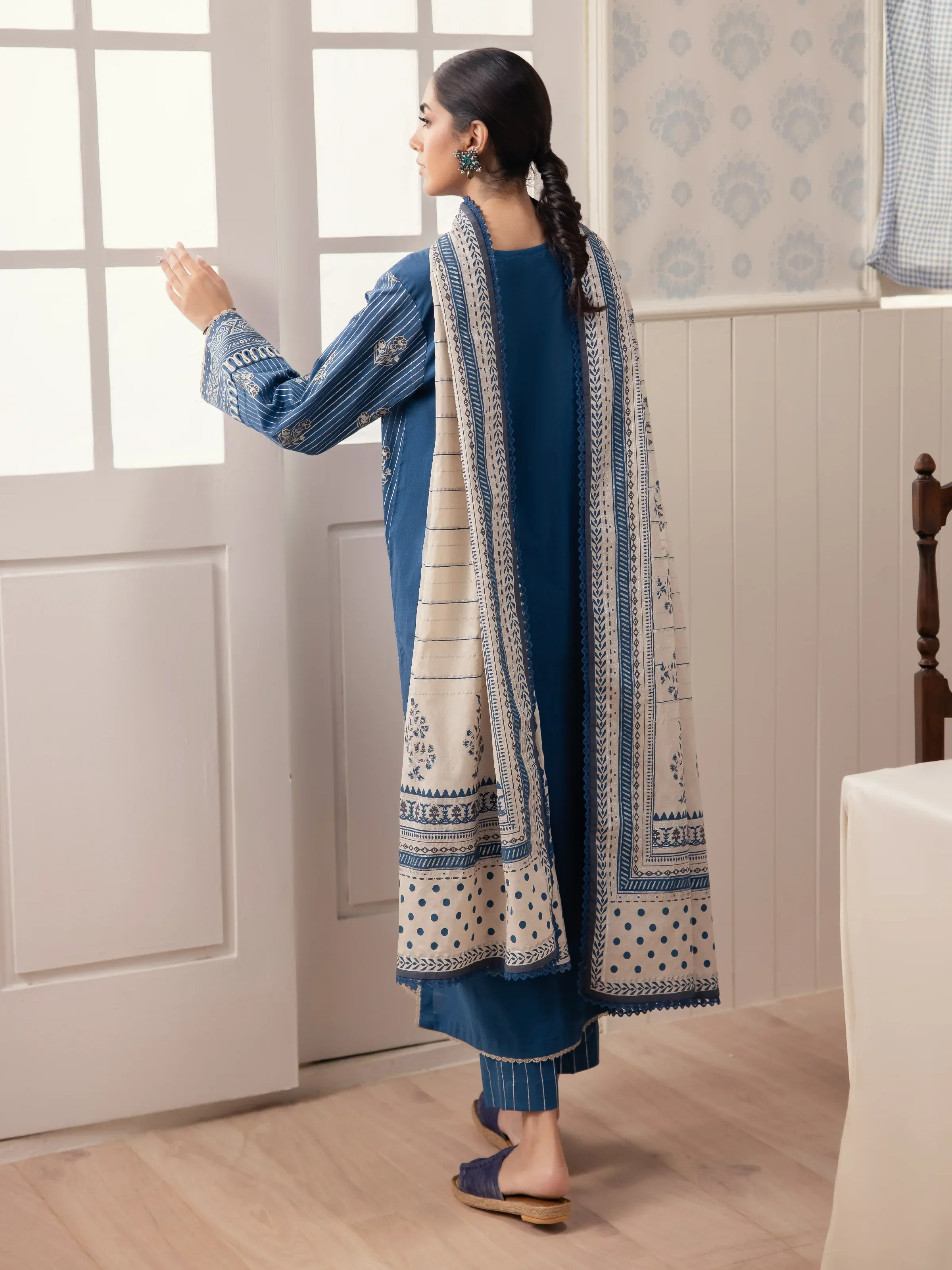 Unstitched Block Print Cambric Shirt Trouser - EWU24M1-053ST - Image 7