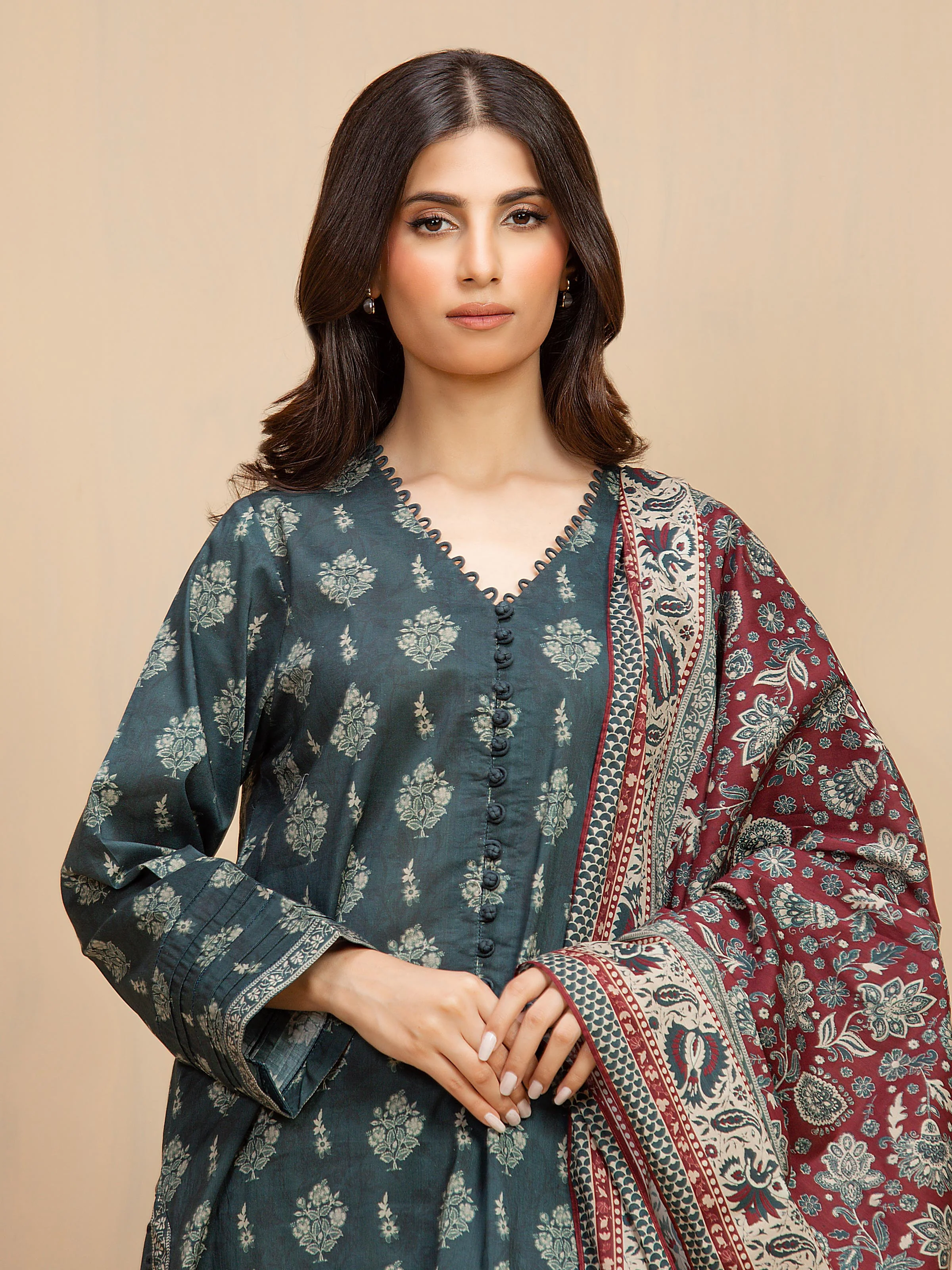 Unstitched Printed Khaddar Suit - EWU5A3-36120-3P - Image 2