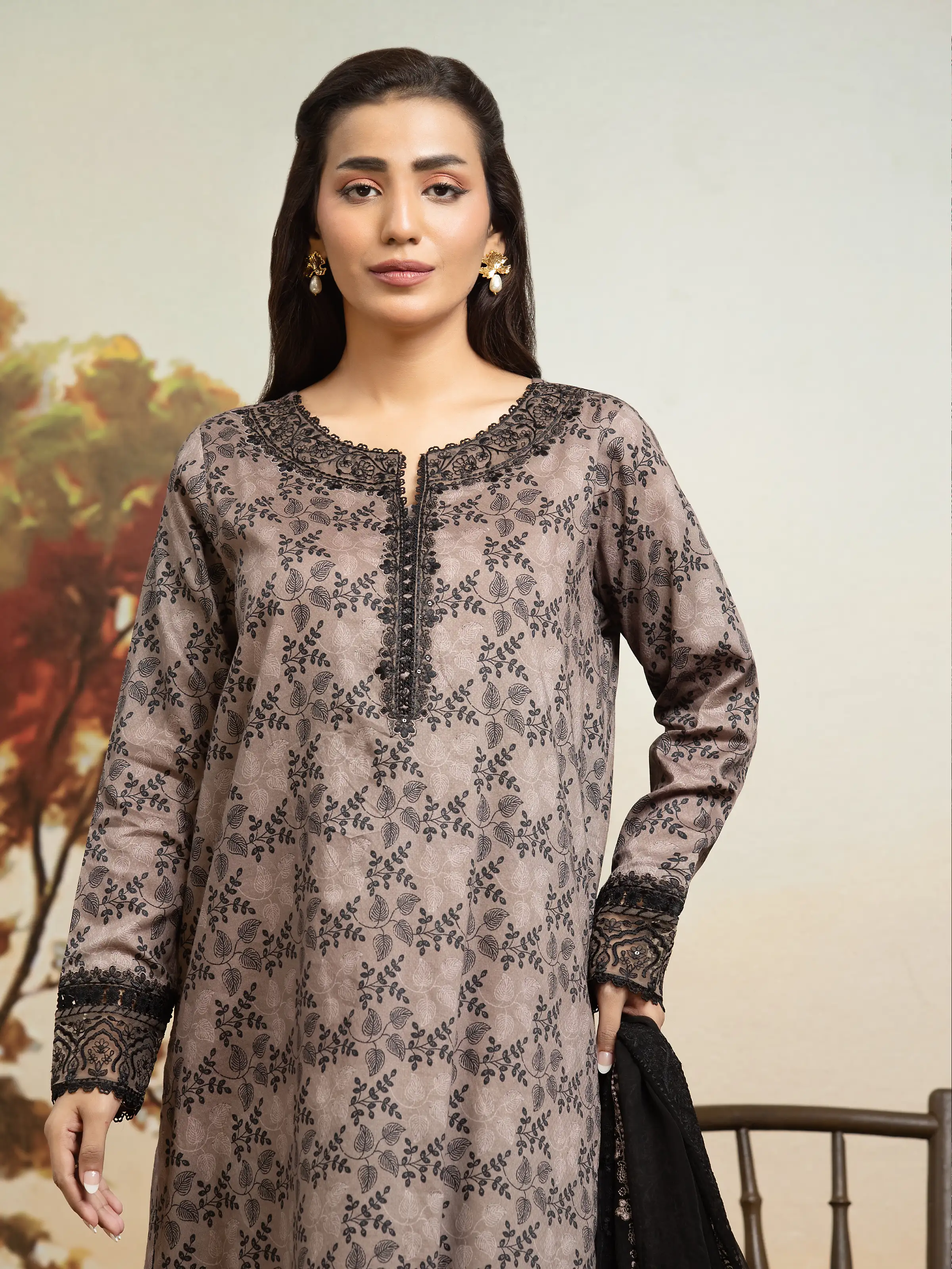 Unstitched Embroidered Dobby Shirt - EWU24V7-30170S