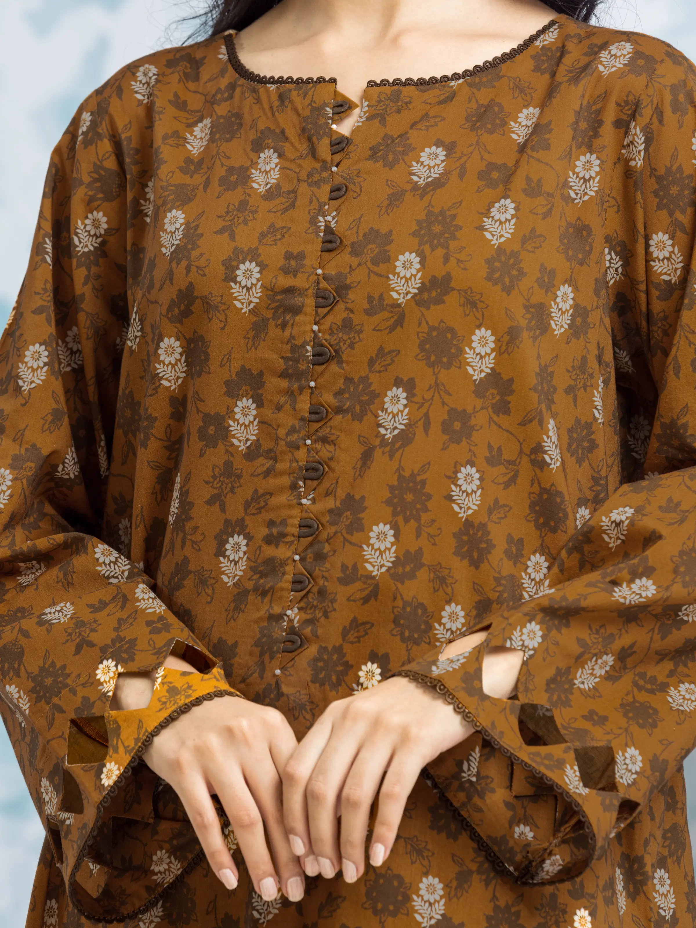 Unstitched Printed Khaddar Shirt Dupatta - EWU24A3-29643SD - Image 2