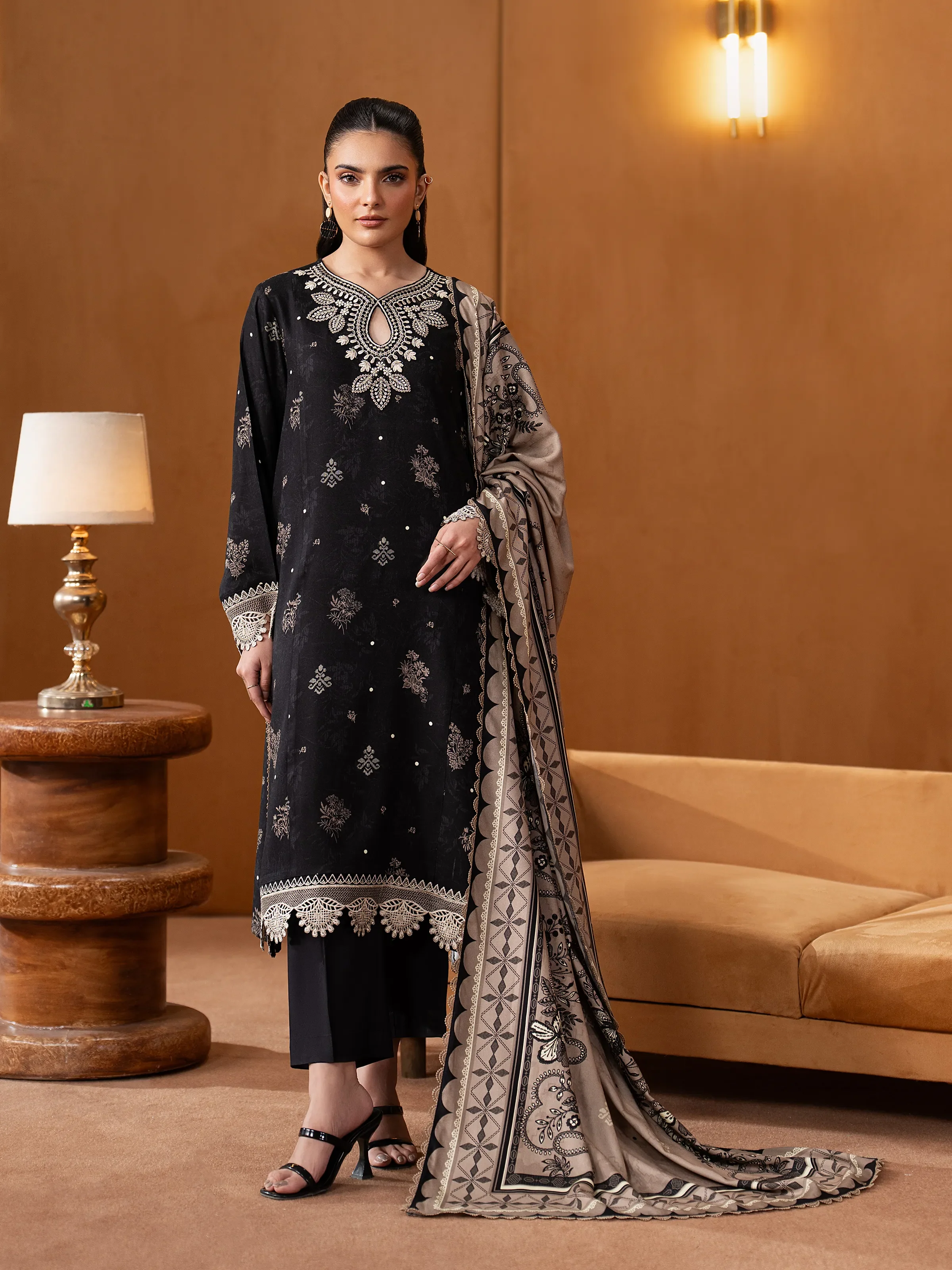 Unstitched Embroidered Twill Viscose Suit - EWU5V20-32088-3P