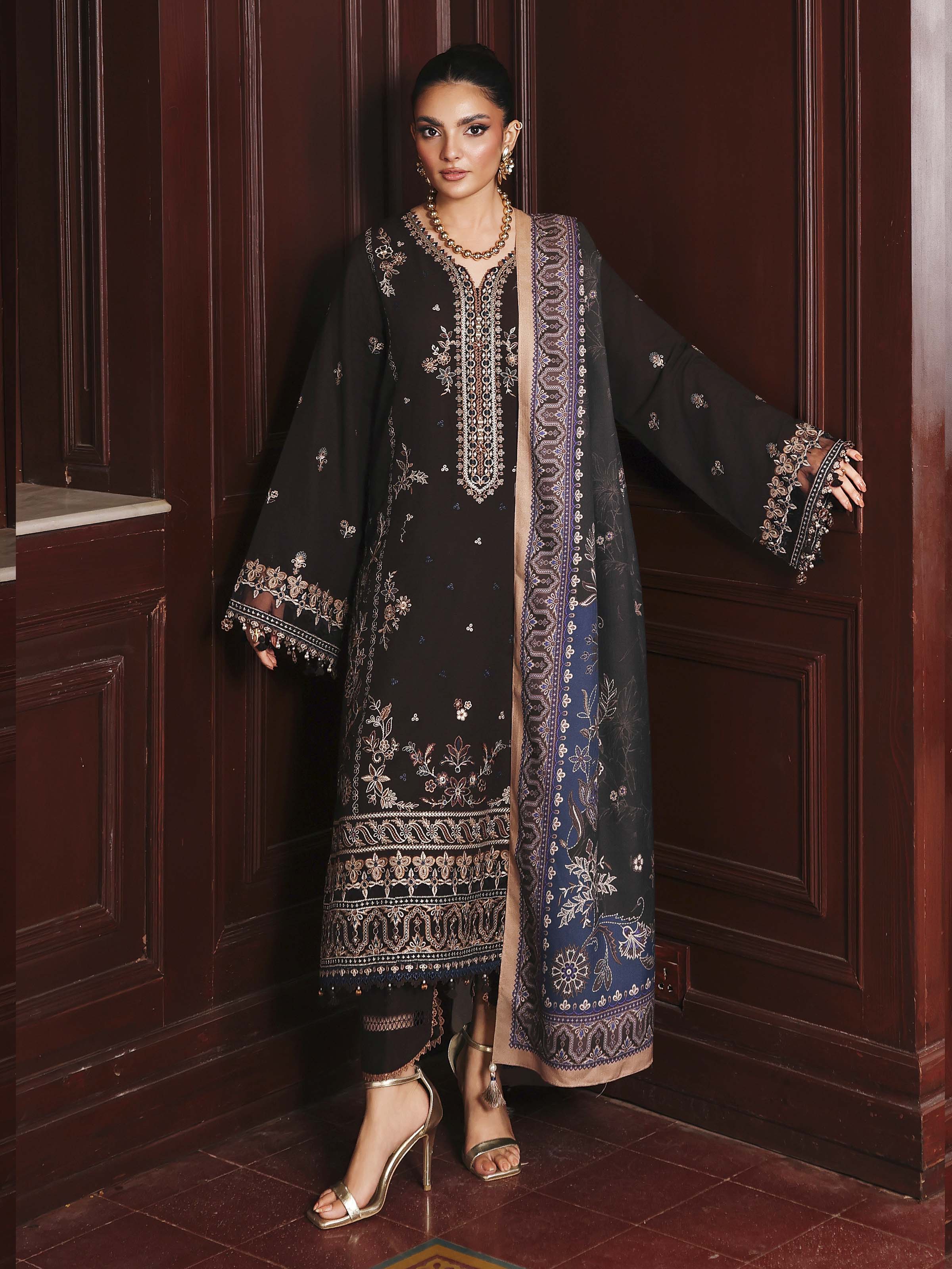 Unstitched Embroidered Khaddar Suit - EWU5V11-32003-3P