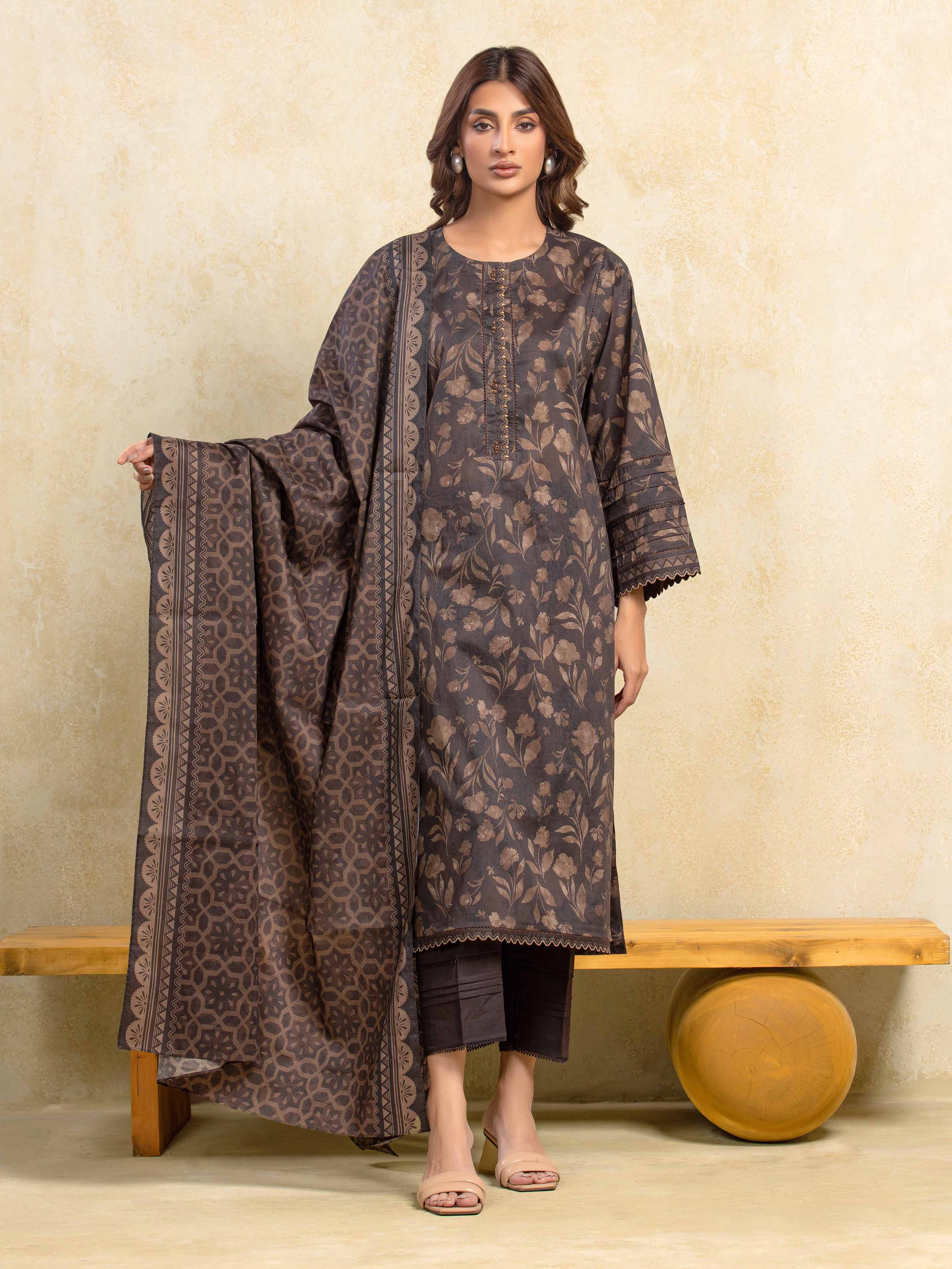 Unstitched Printed Khaddar Suit - EWU5A3-35990-3P