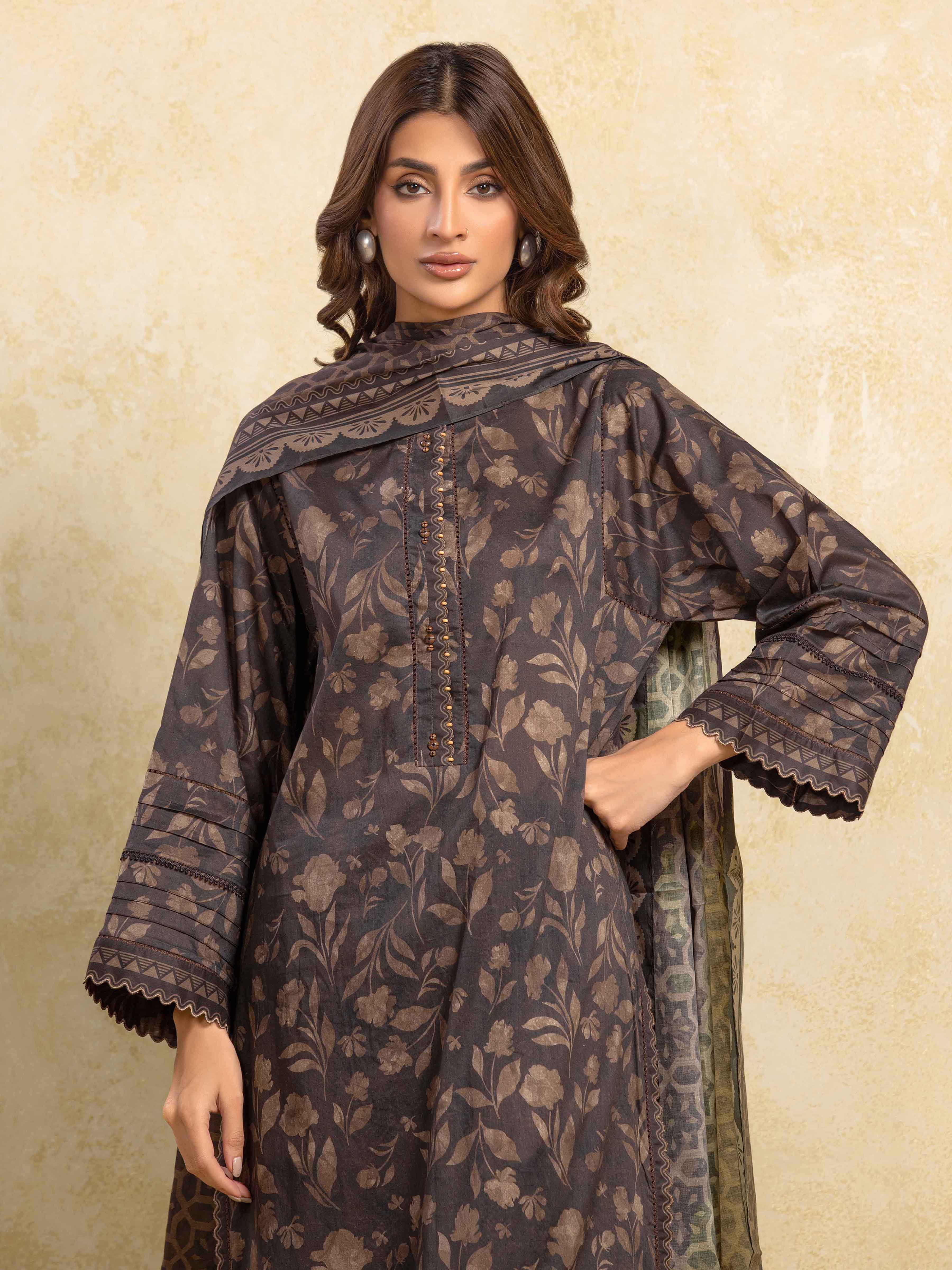 Unstitched Printed Khaddar Suit - EWU5A3-35990-3P - Image 2