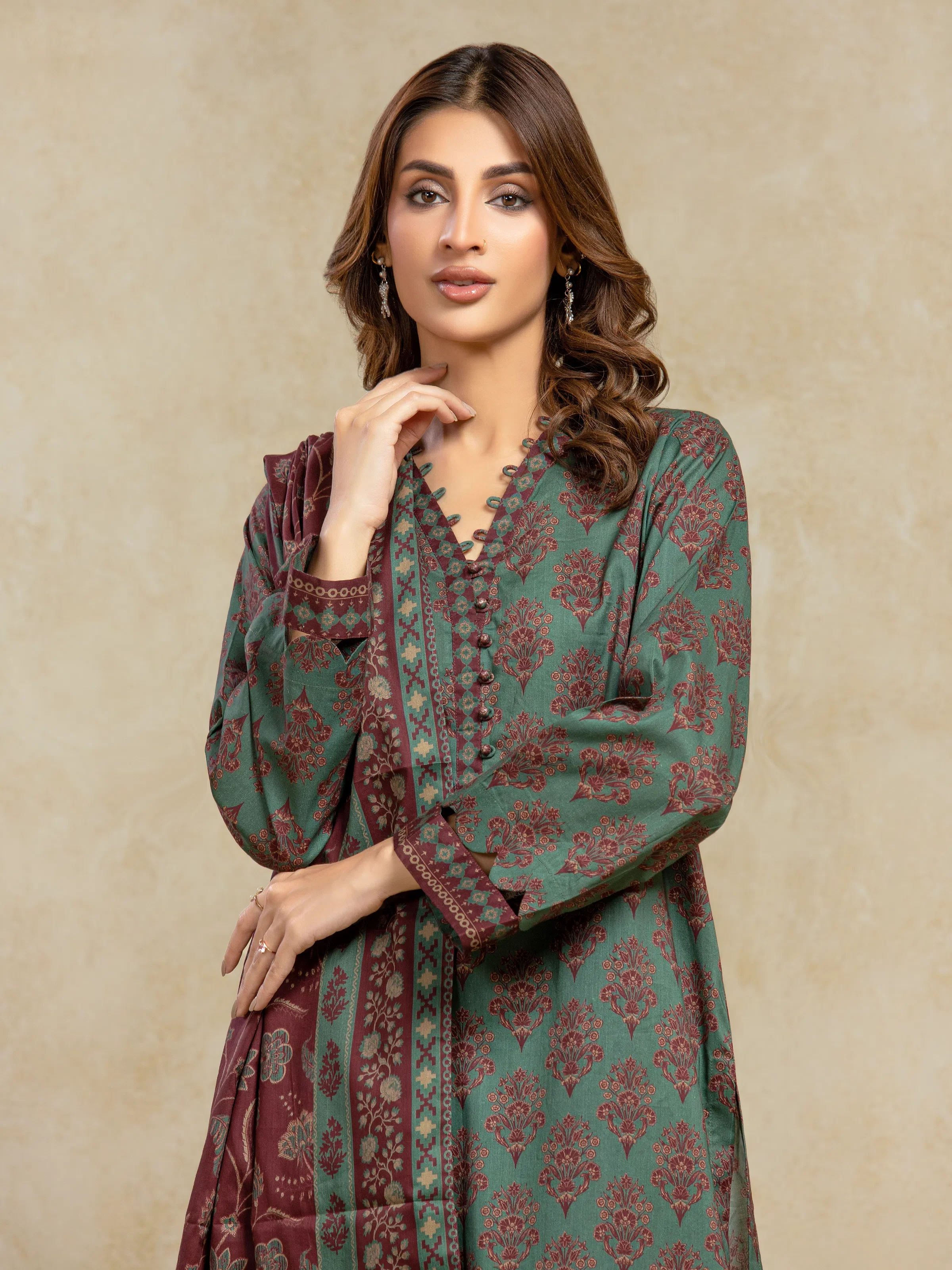 Unstitched Printed Khaddar Suit - EWU5A3-36116-3P - Image 2
