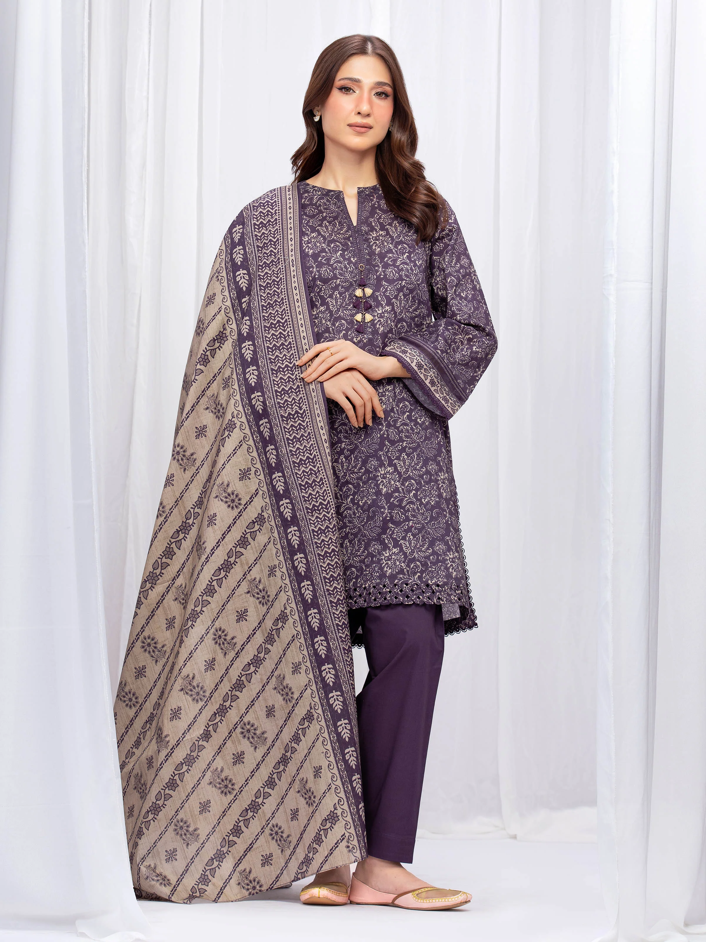 Unstitched Printed Khaddar Suit - EWU5A3-36004-3P