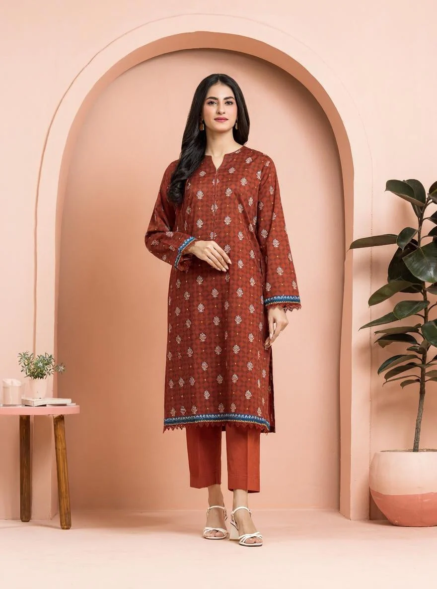Unstitched Printed Khaddar Shirt Trouser - EWU24M3-103ST