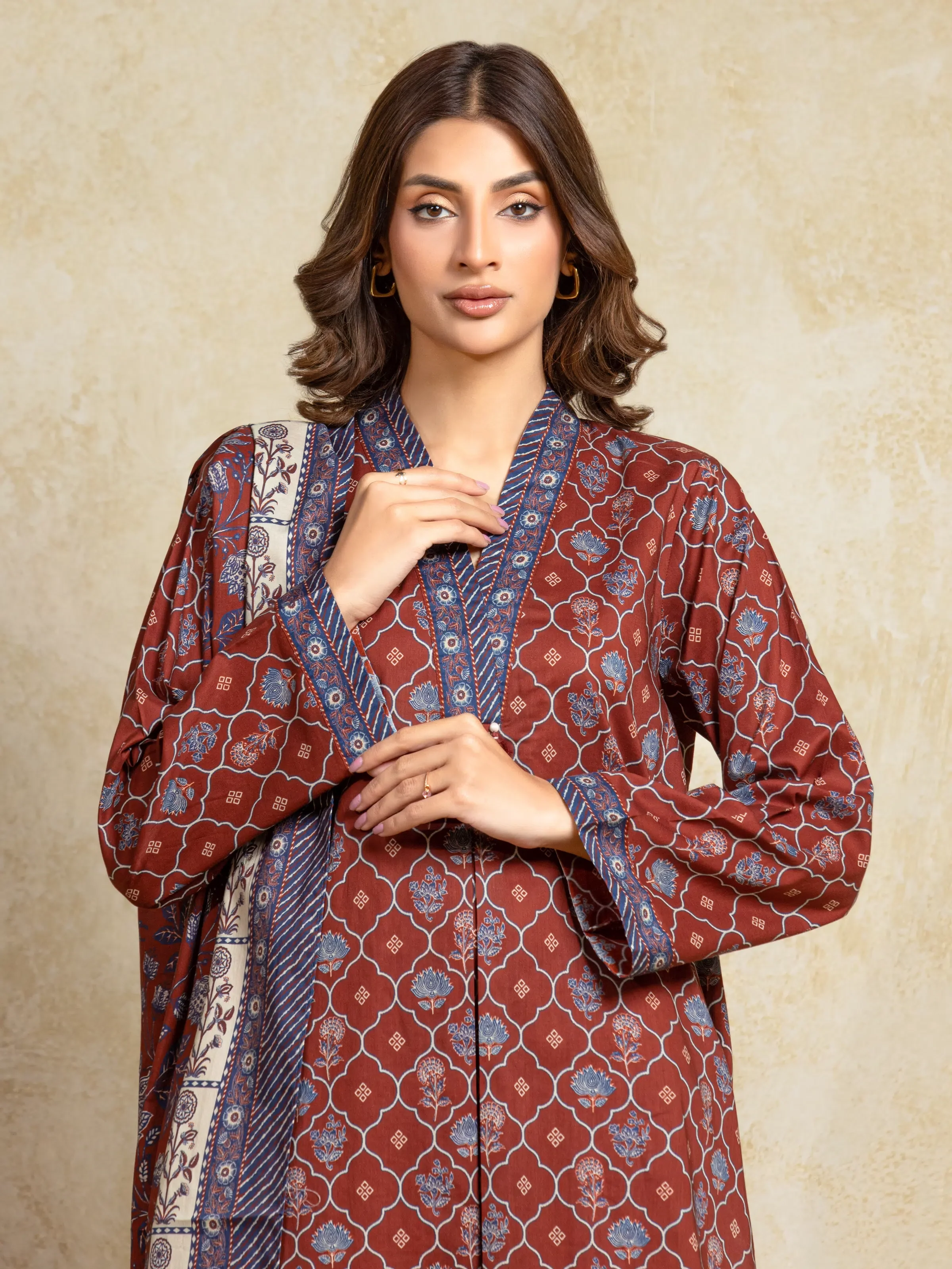 Unstitched Printed Khaddar Suit - EWU5A3-35914-3P - Image 2