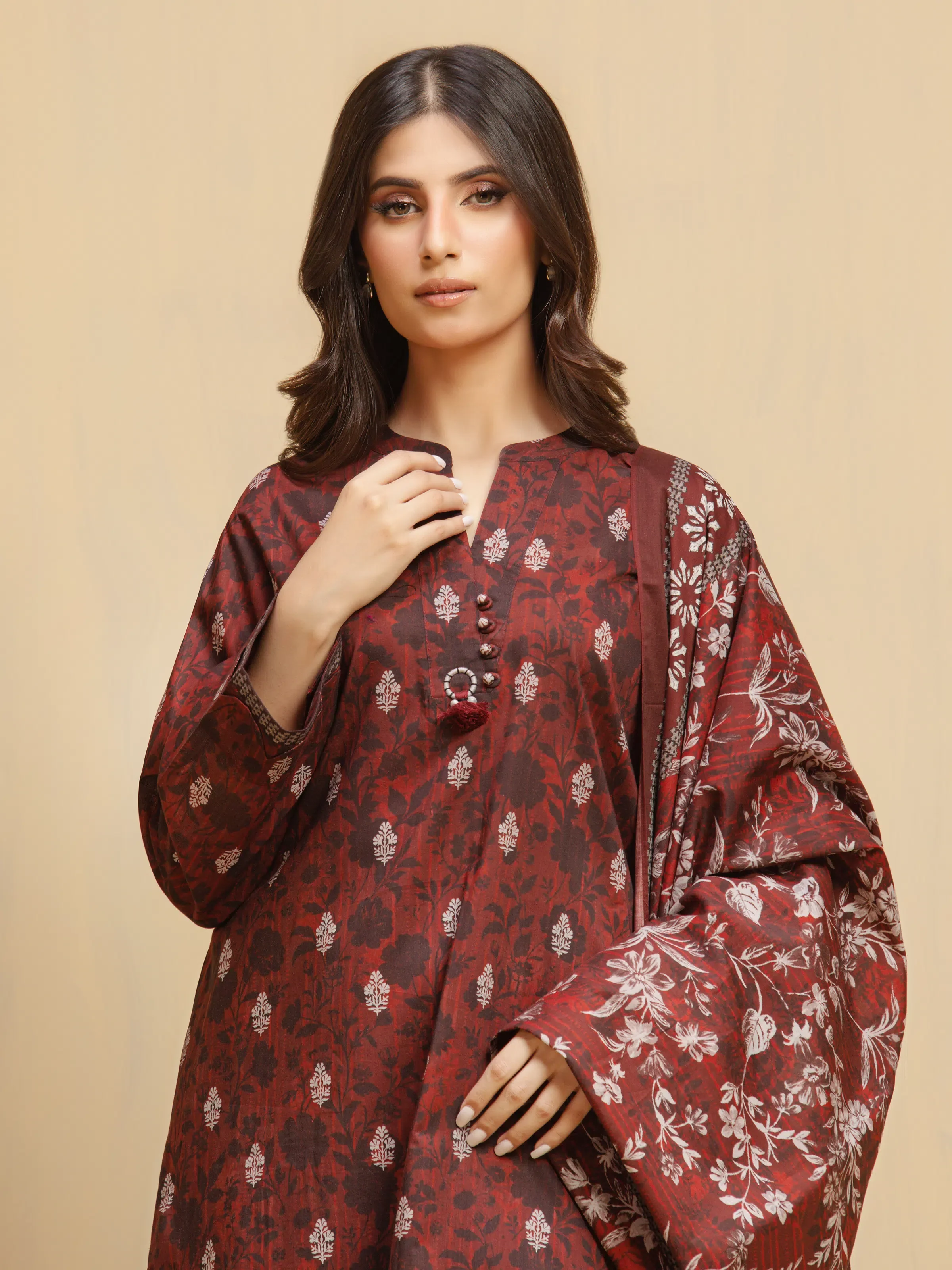 Unstitched Printed Khaddar Suit - EWU5A3-36021-3P - Image 2