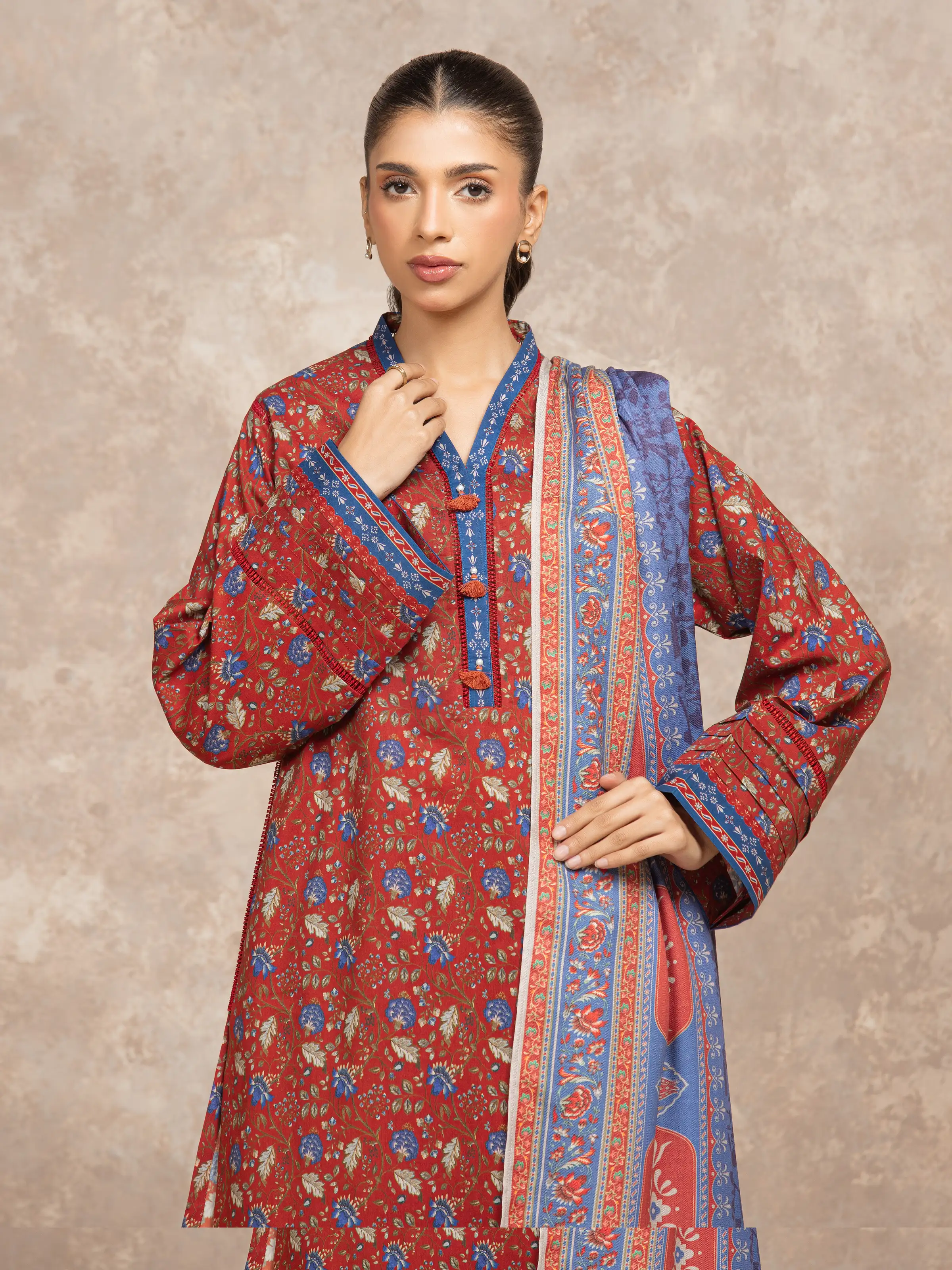 Unstitched Printed Khaddar Suit - EWU5M3-006-3P - Image 2