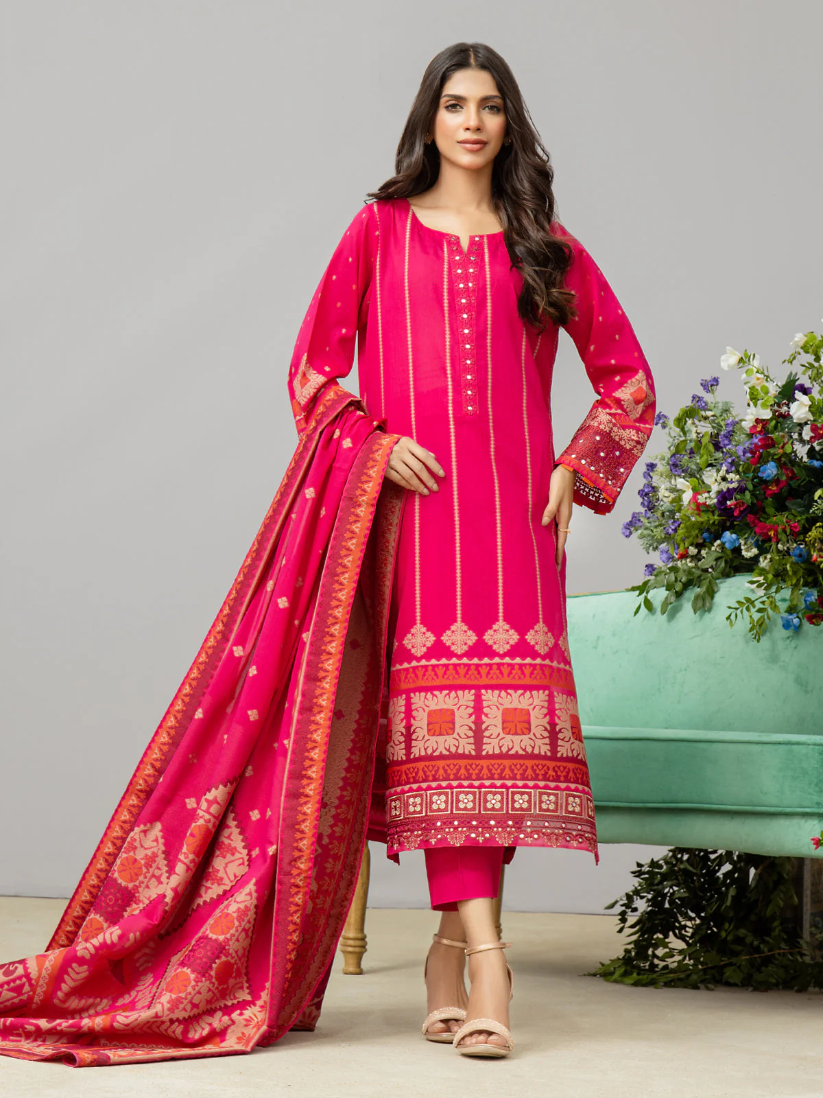 Unstitched Embroidered Jacquard Shirt Trouser - EWU24V3-26752ST