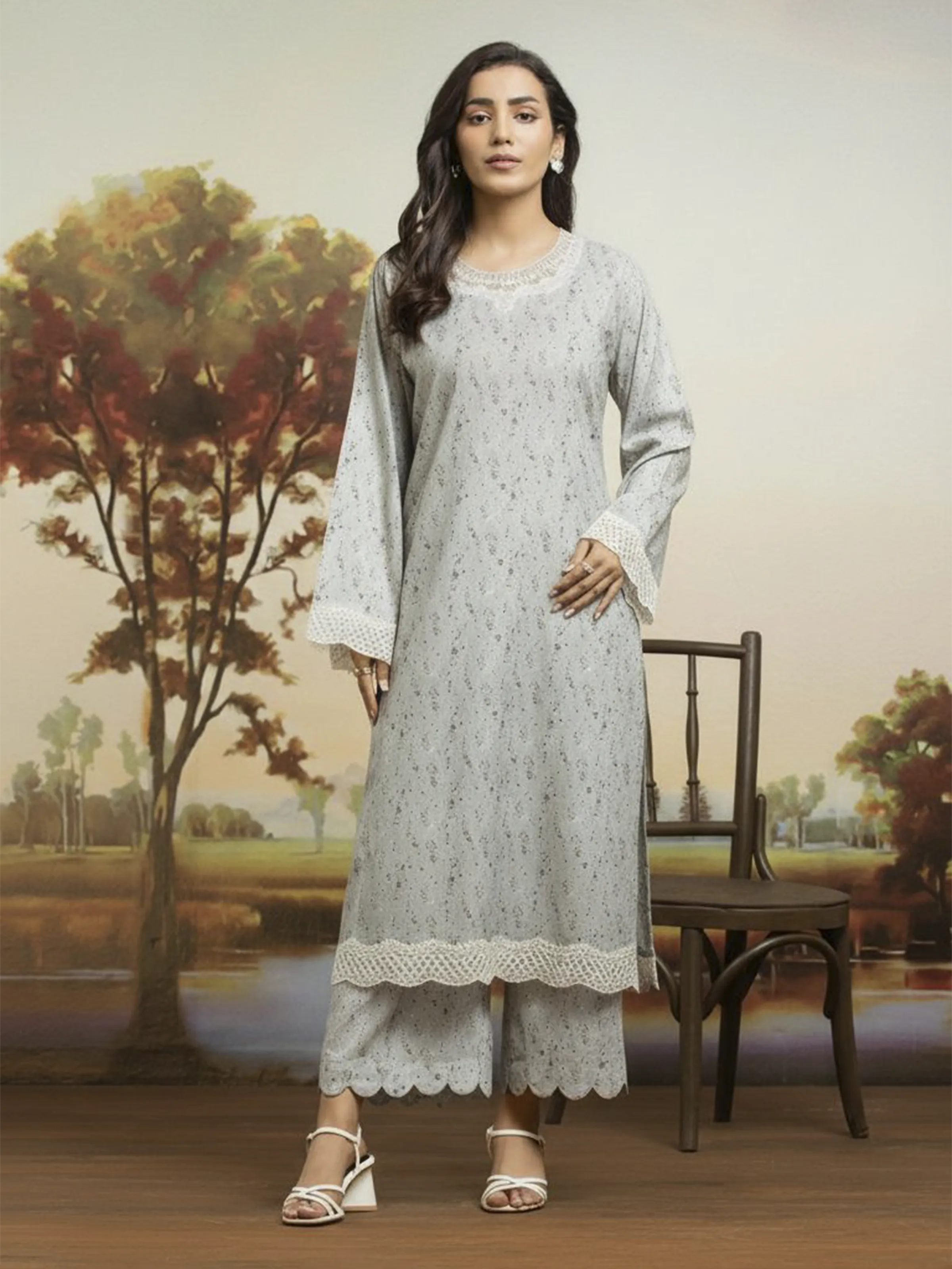 Unstitched Embroidered Dobby Shirt Trouser - EWU25V7-30172ST