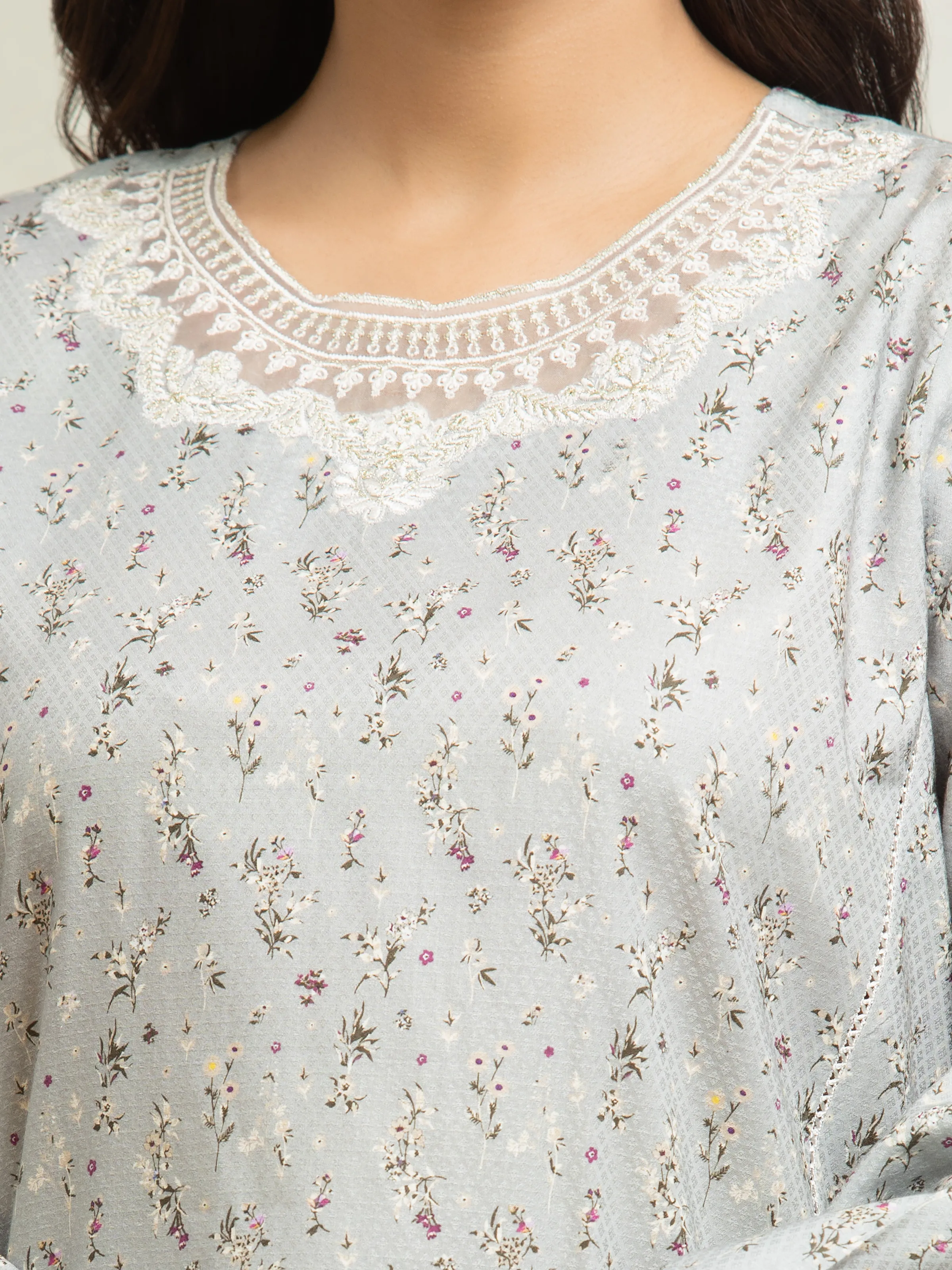 Unstitched Embroidered Dobby Suit - EWU25V7-30172A-3P - Image 2