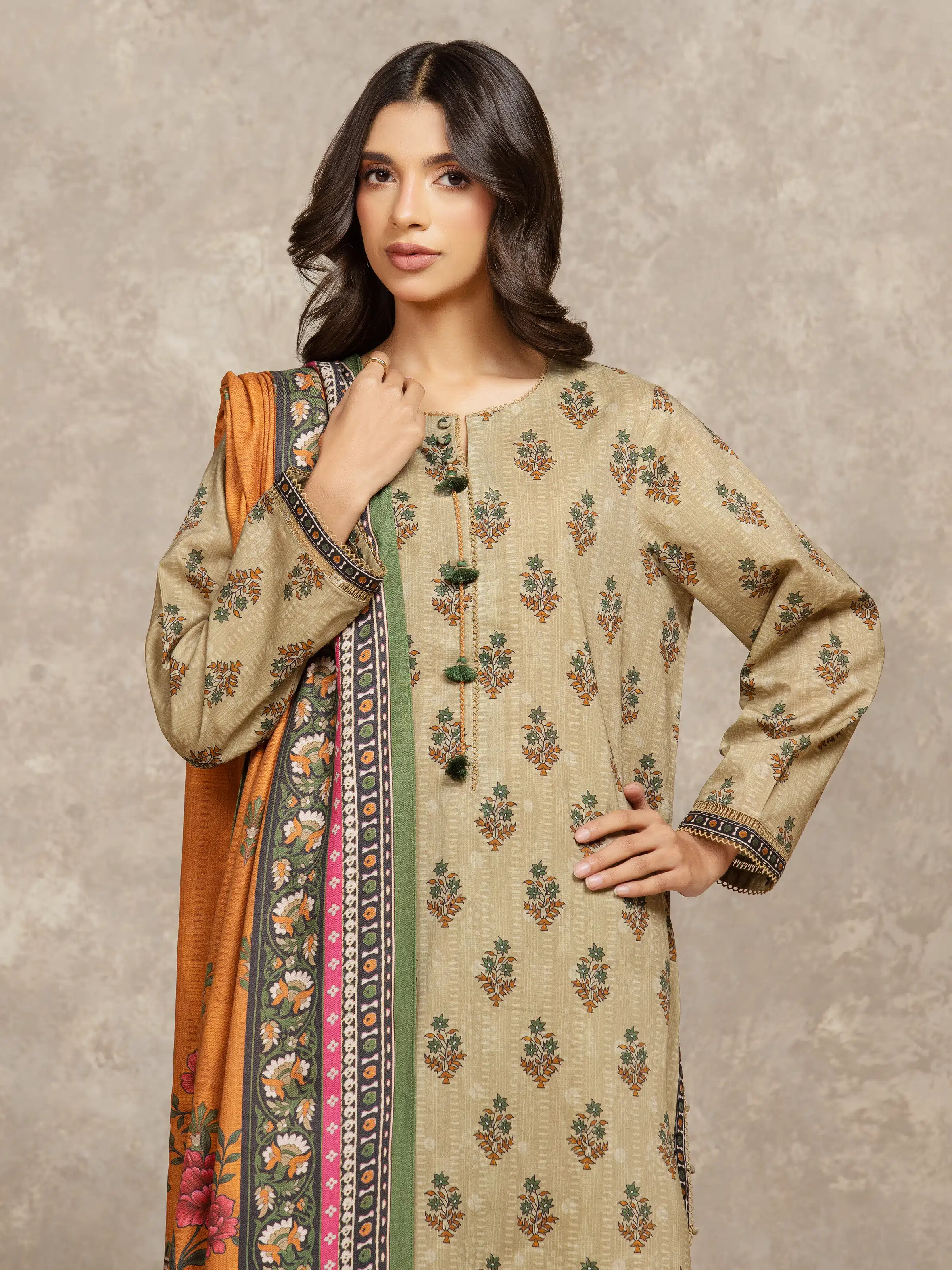 Unstitched Printed Khaddar Suit - EWU5M3-040-3P - Image 2