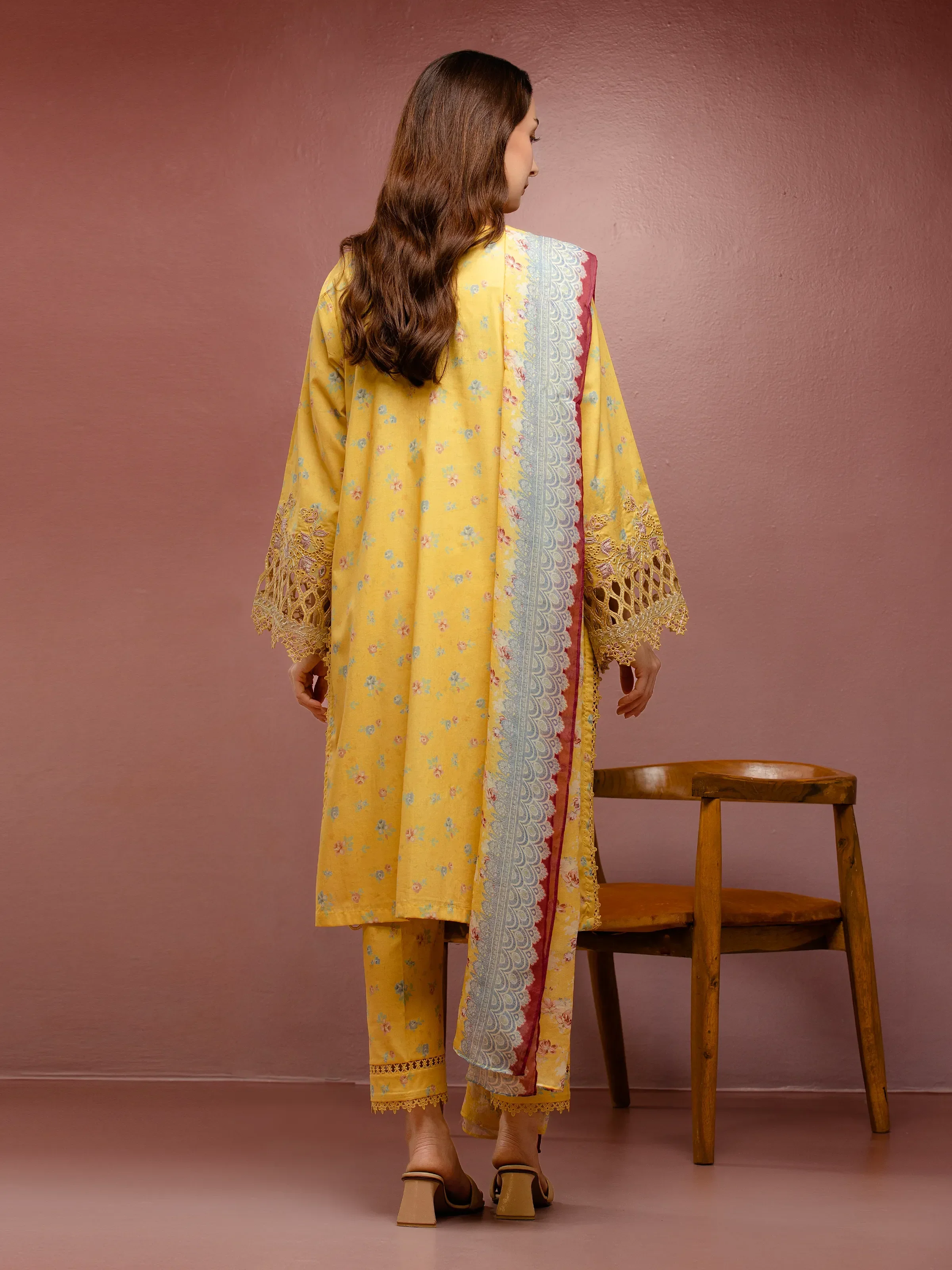 Unstitched Embroidered Cambric Shirt Trouser - EWU5V2-31059ST - Image 3