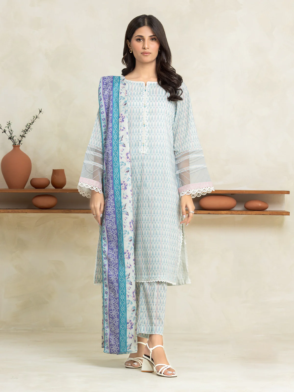 Unstitched Printed Lawn Shirt Dupatta - EWU24A1-29245SD
